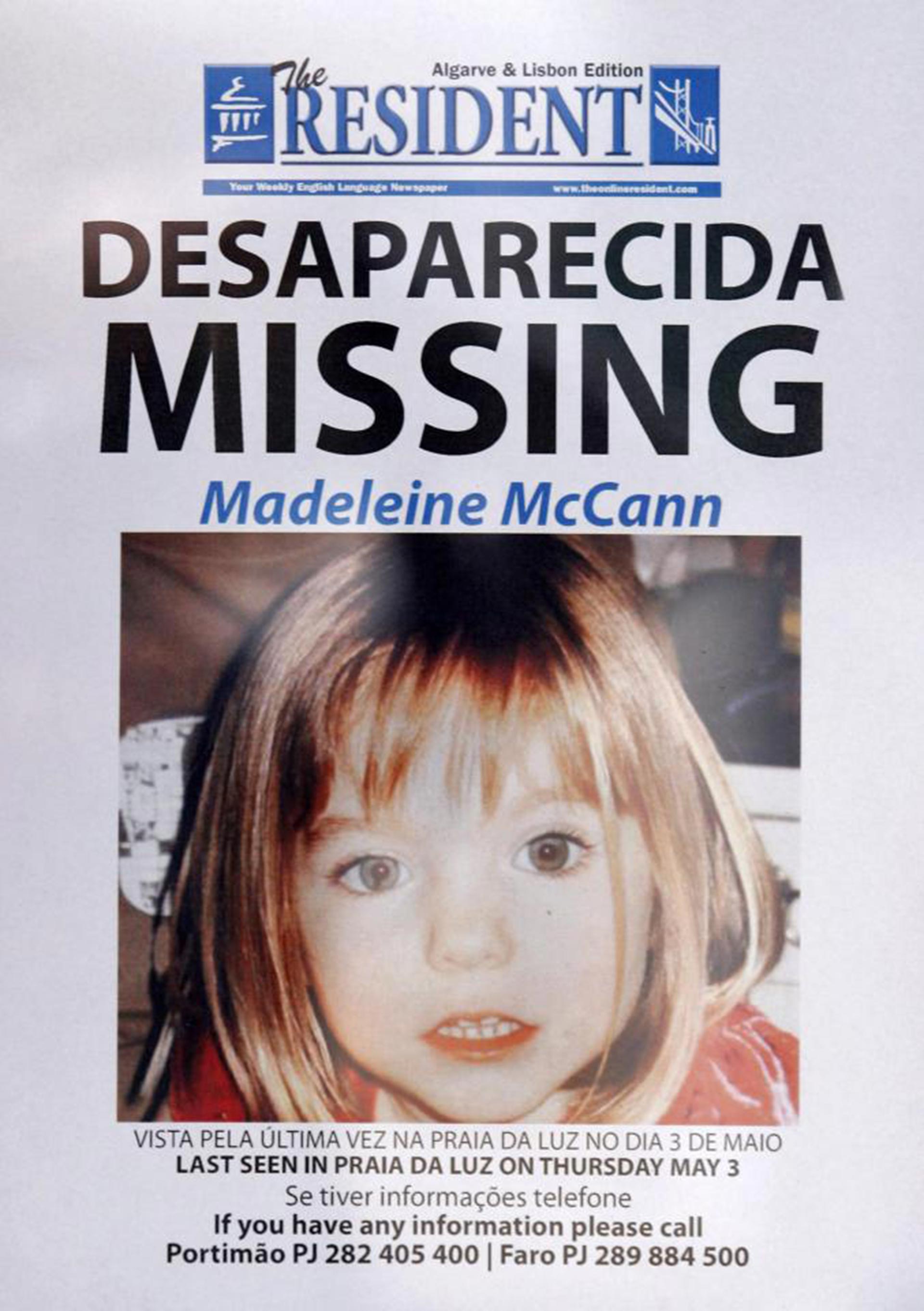 Maddie fue secuestrada en mayo de 2007 en Portugal