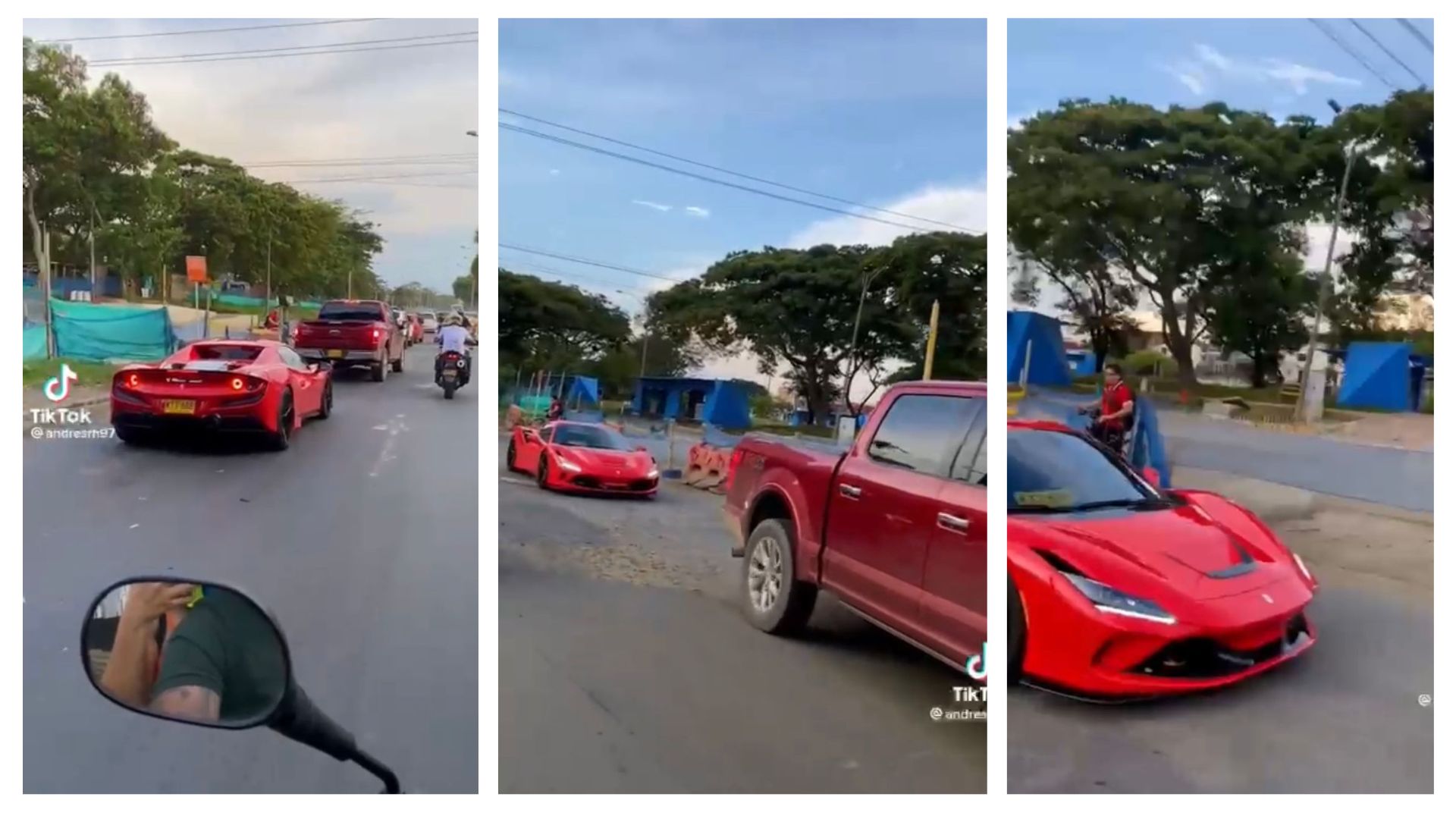 Se viraliza video de un Ferrari recorriendo las calles de Cali, a pesar de los baches que hay en las vías y el mal estado de las mismas. TikTok