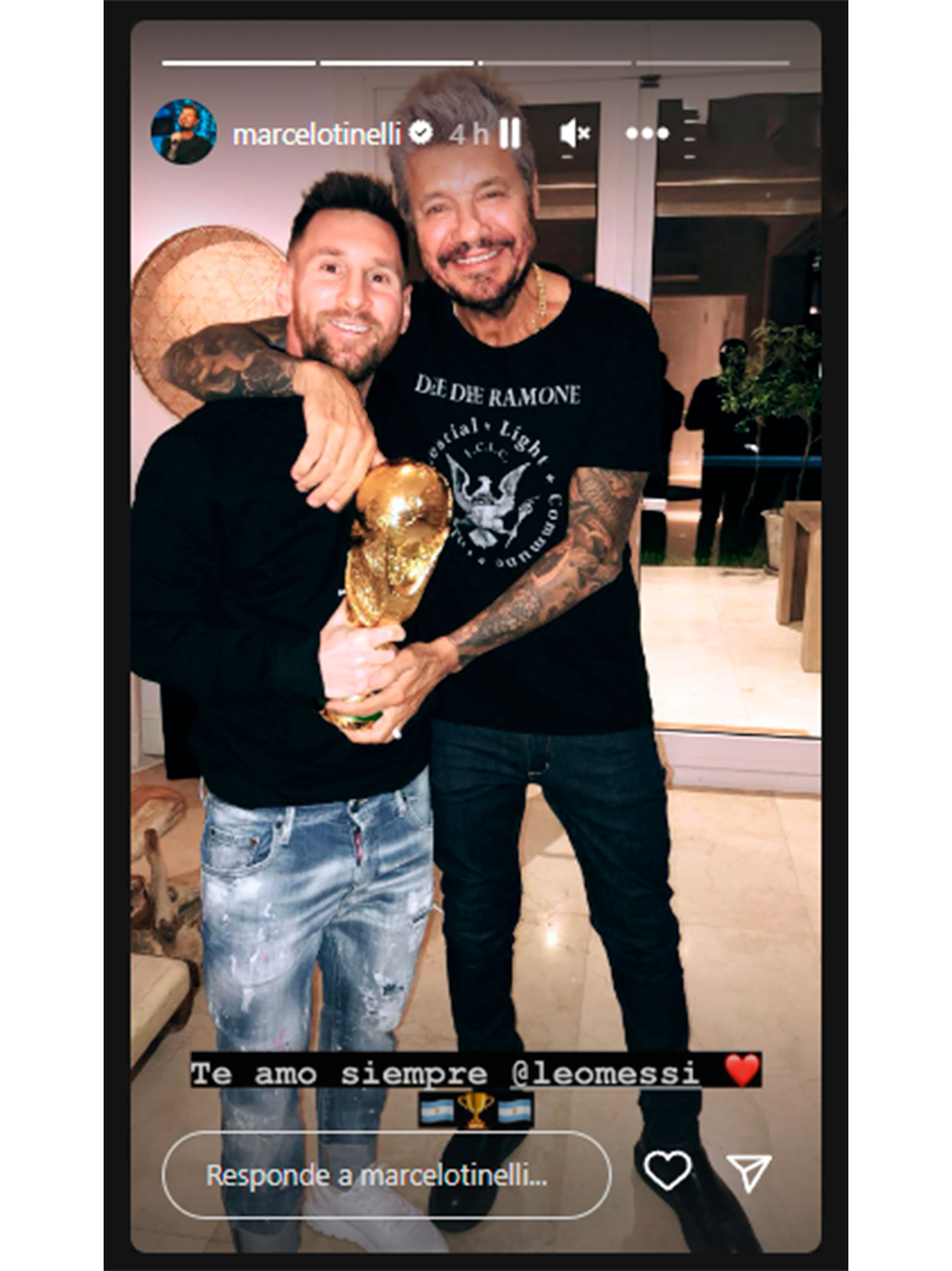 Otra de las fotos que compartió Marcelo Tinelli junto a Lionel Messi en su cuenta de Instagram