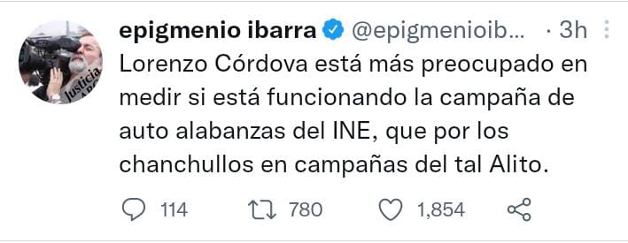 Epigmenio Ibarra afirmó que el consejero del INE está más interesado en la campaña de "auto alabanza" del órgano electoral (Captura: Twitter/@epigmenioibarra)