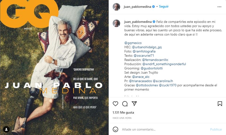 Portada de la revista GQ México retomada por el actor en su cuenta de Instagram. (Captura: juan:pablomedina/Instagram)