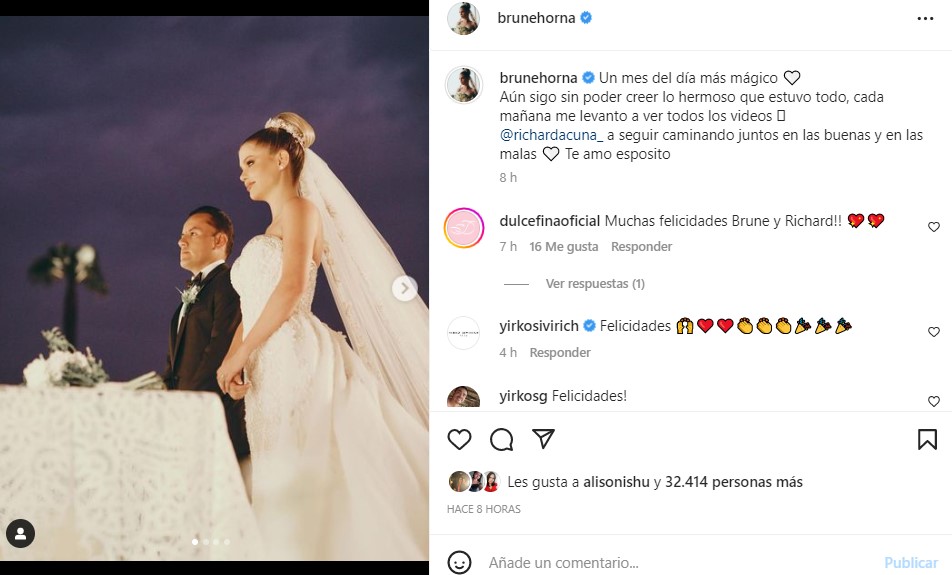 Brunella Horna le dedicó post a Richard Acuña. (Instagram)