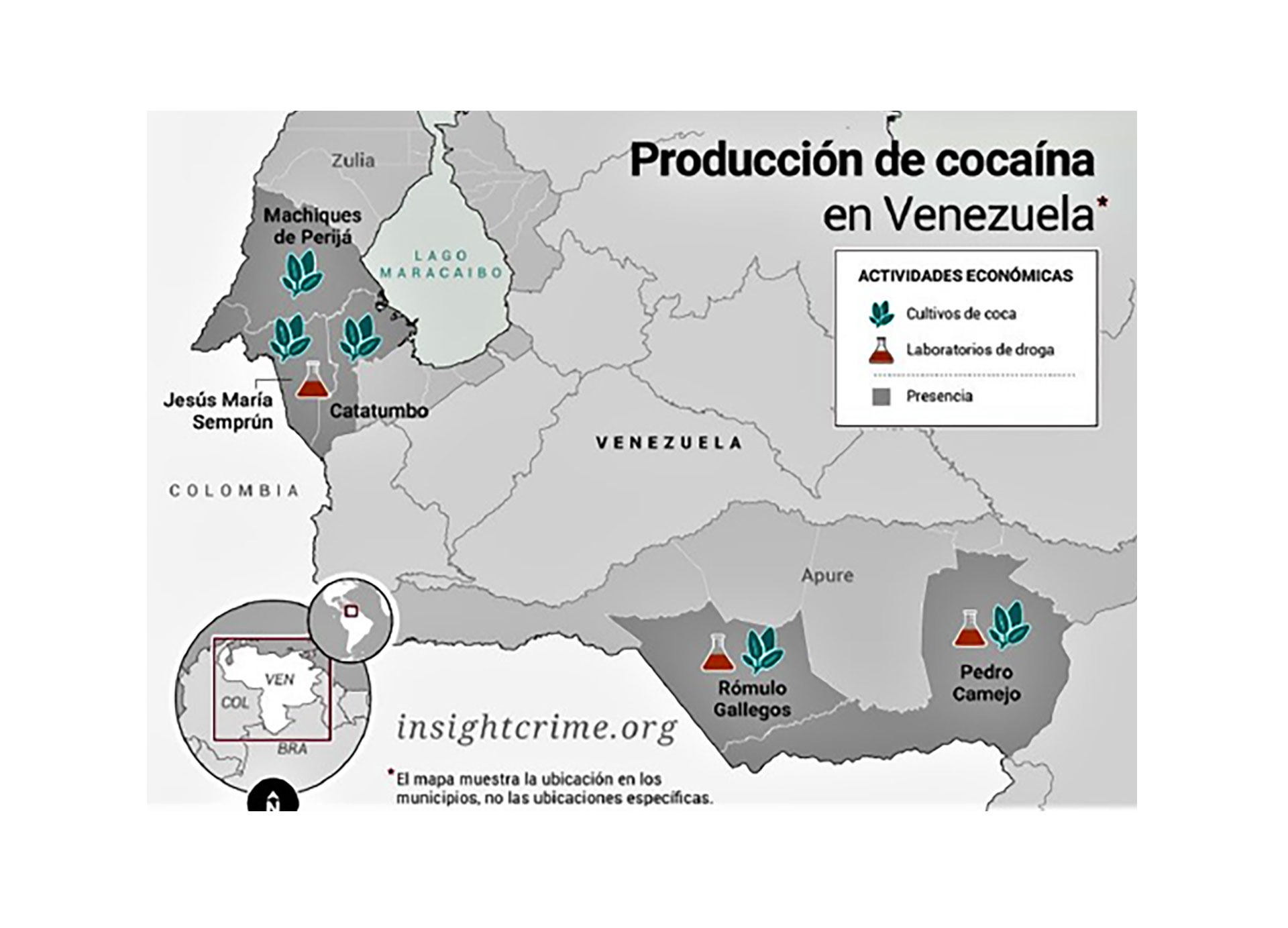 Perijá, Semprúm y Catatumbo, donde existen cultivos de coca en Zulia