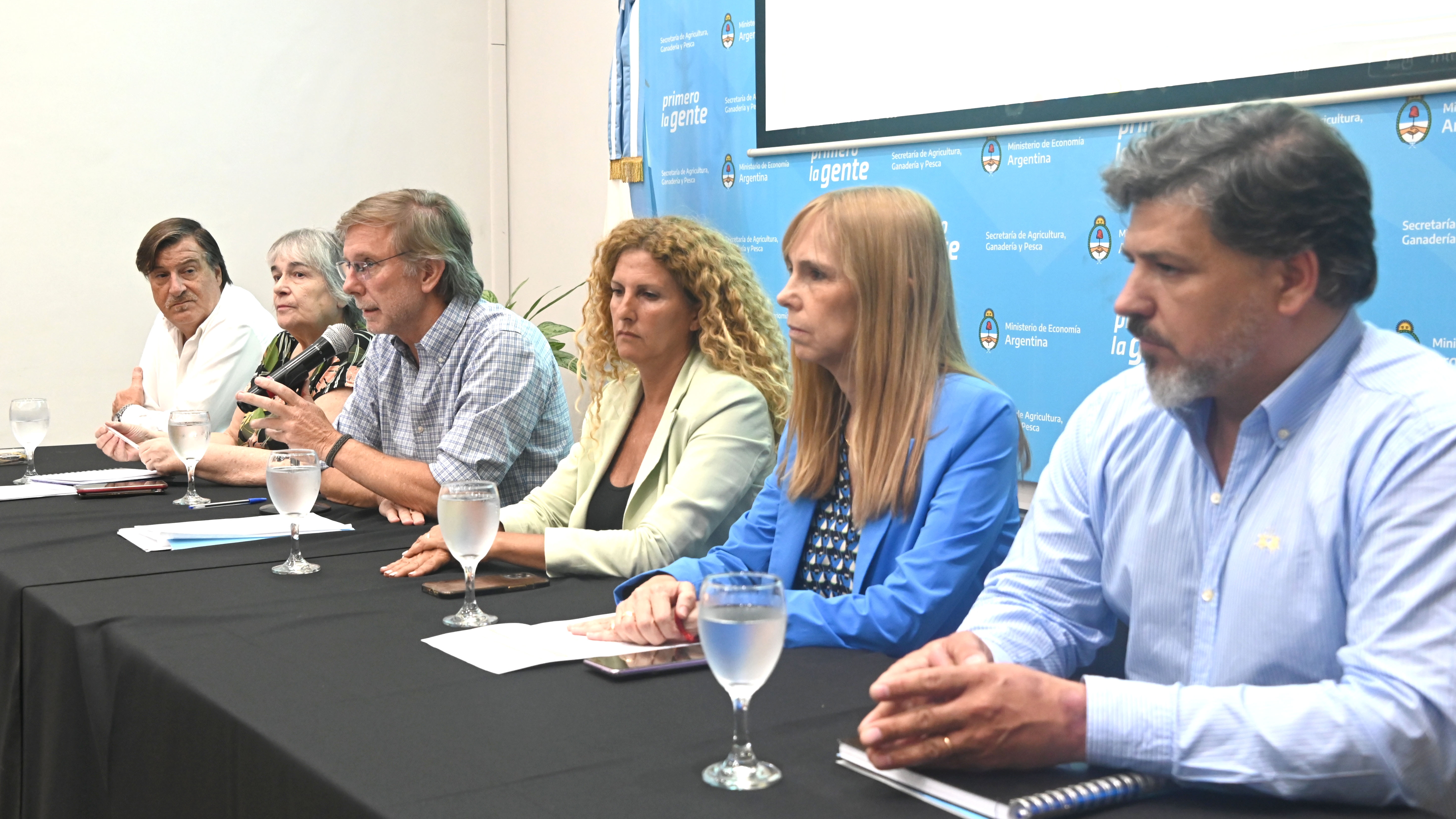 Officials of Agriculture, Senasa, and the Ministries of Health and Safety, at the time of announcing last week the first case of avian flu in Argentina