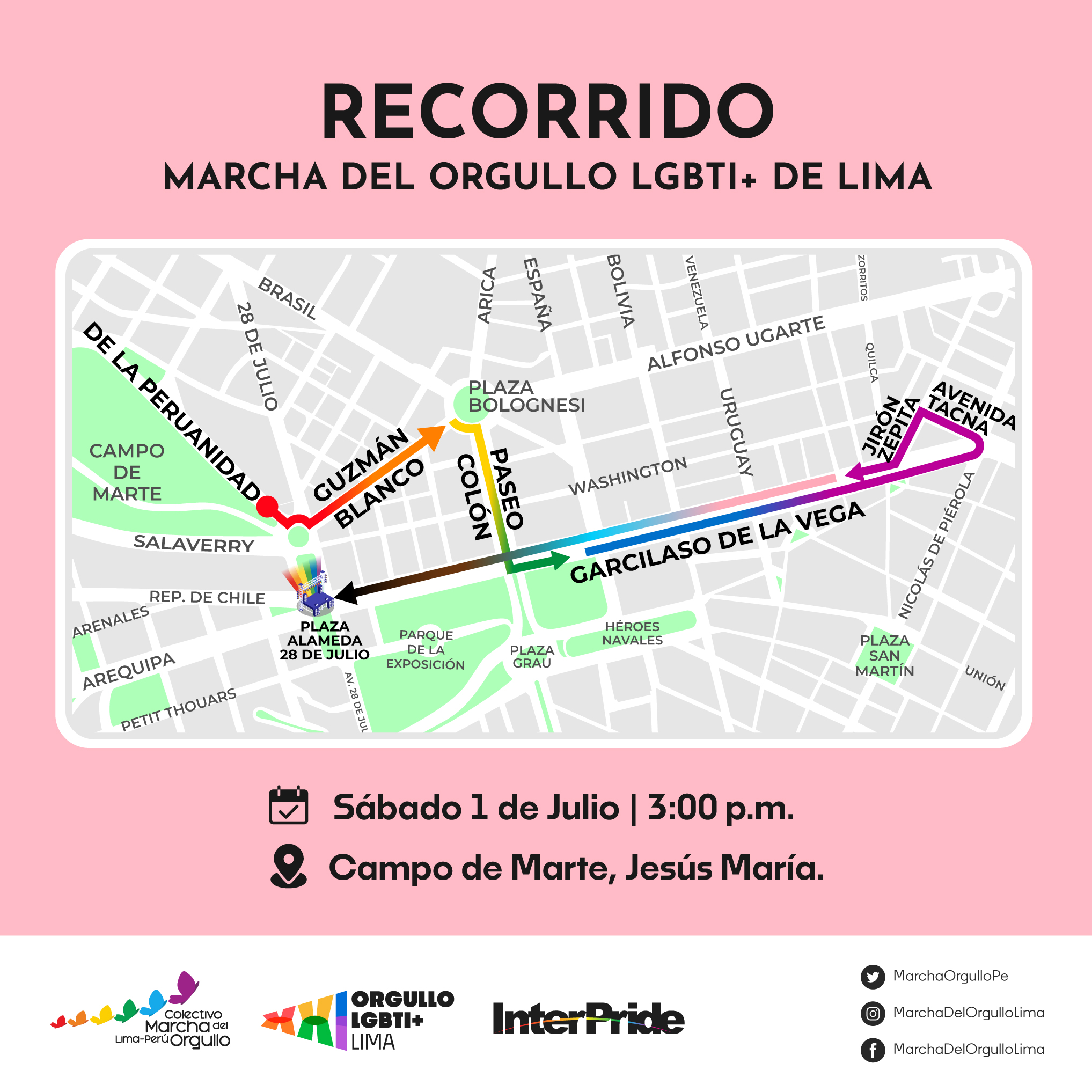 Recorrido de la Marcha del Orgullo 2023