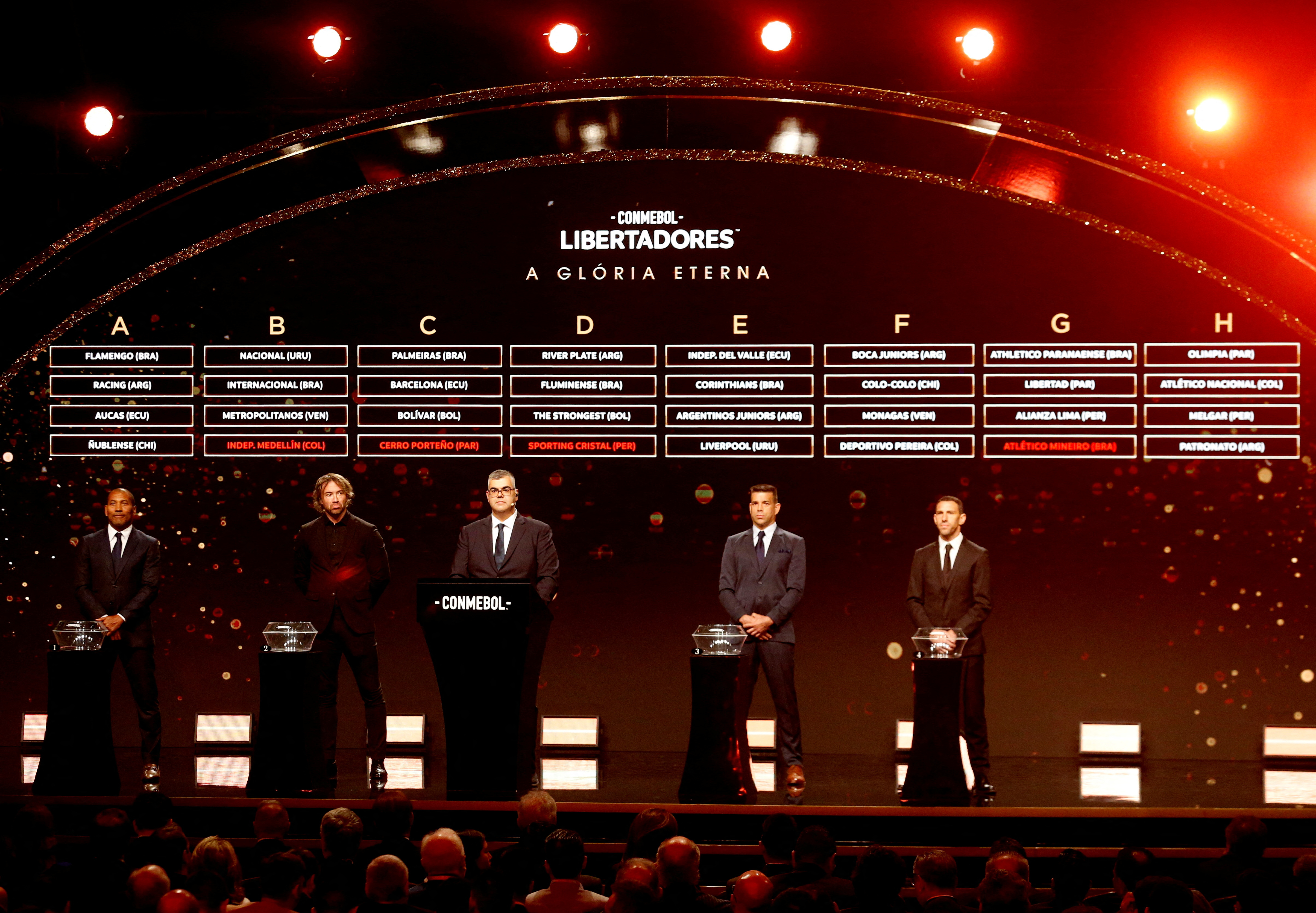 Definitive table of the 2023 edition of the Copa Libertadores, after the draw held in Asunción, Paraguay, March 2023 (Photo: REUTERS/Cesar Olmedo)