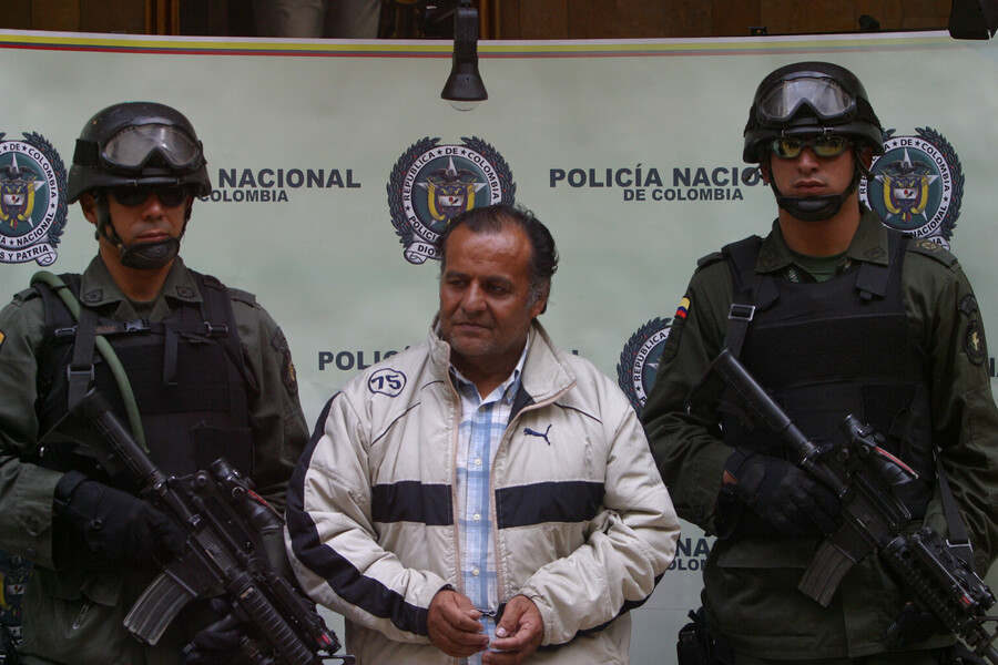 Martín Sombra tras su detención en 2008 en un operativo en Boyacá