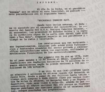 Informe de la DFS de 1985. (Archivo General de la Nación) 