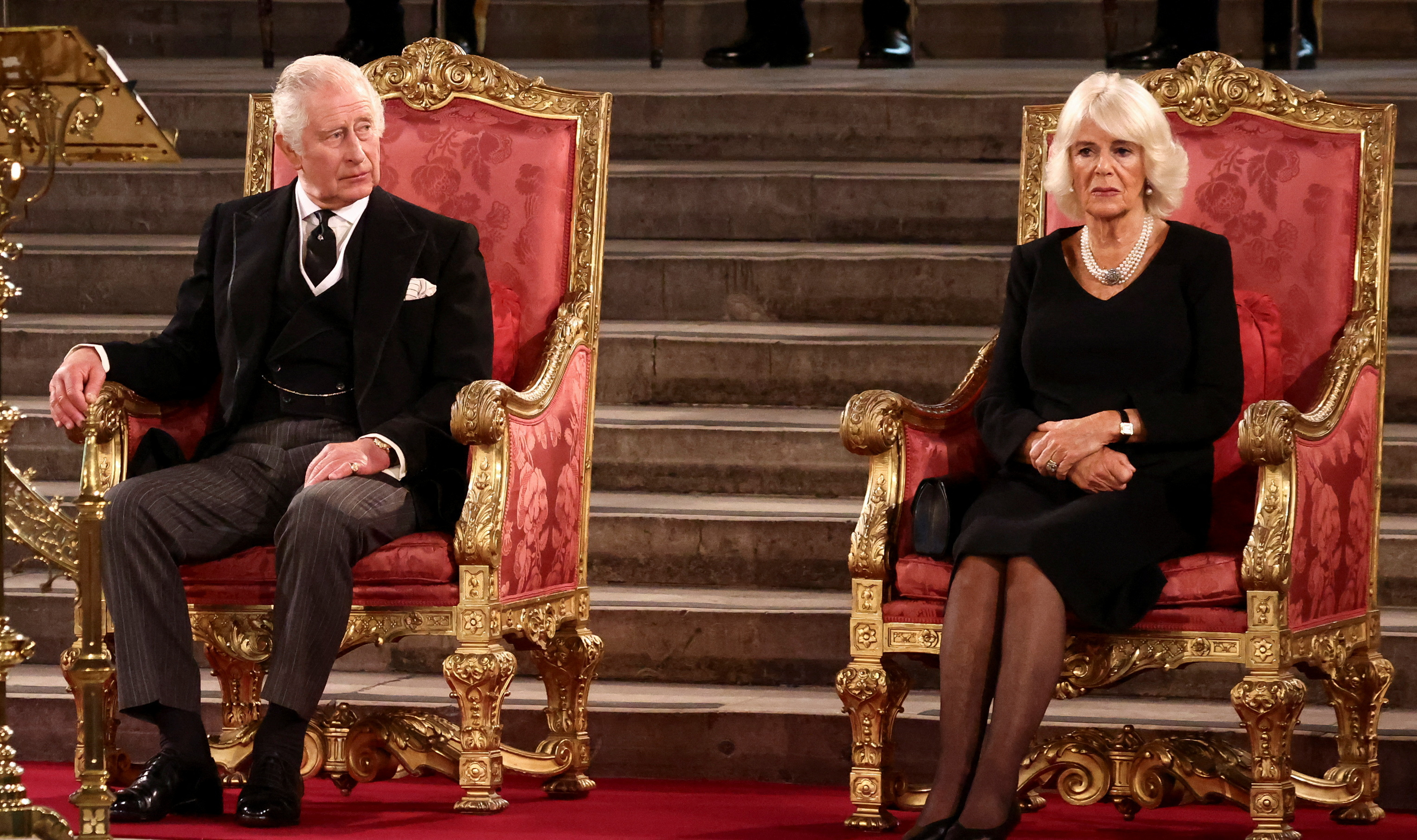 Foto de archivo: Carlos y Camilla encabezaron la ceremonia en Westminster Hall por la muerte de la reina Isabel II el 12 de septiembre de 2022 (REUTERS/Henry Nicholls)