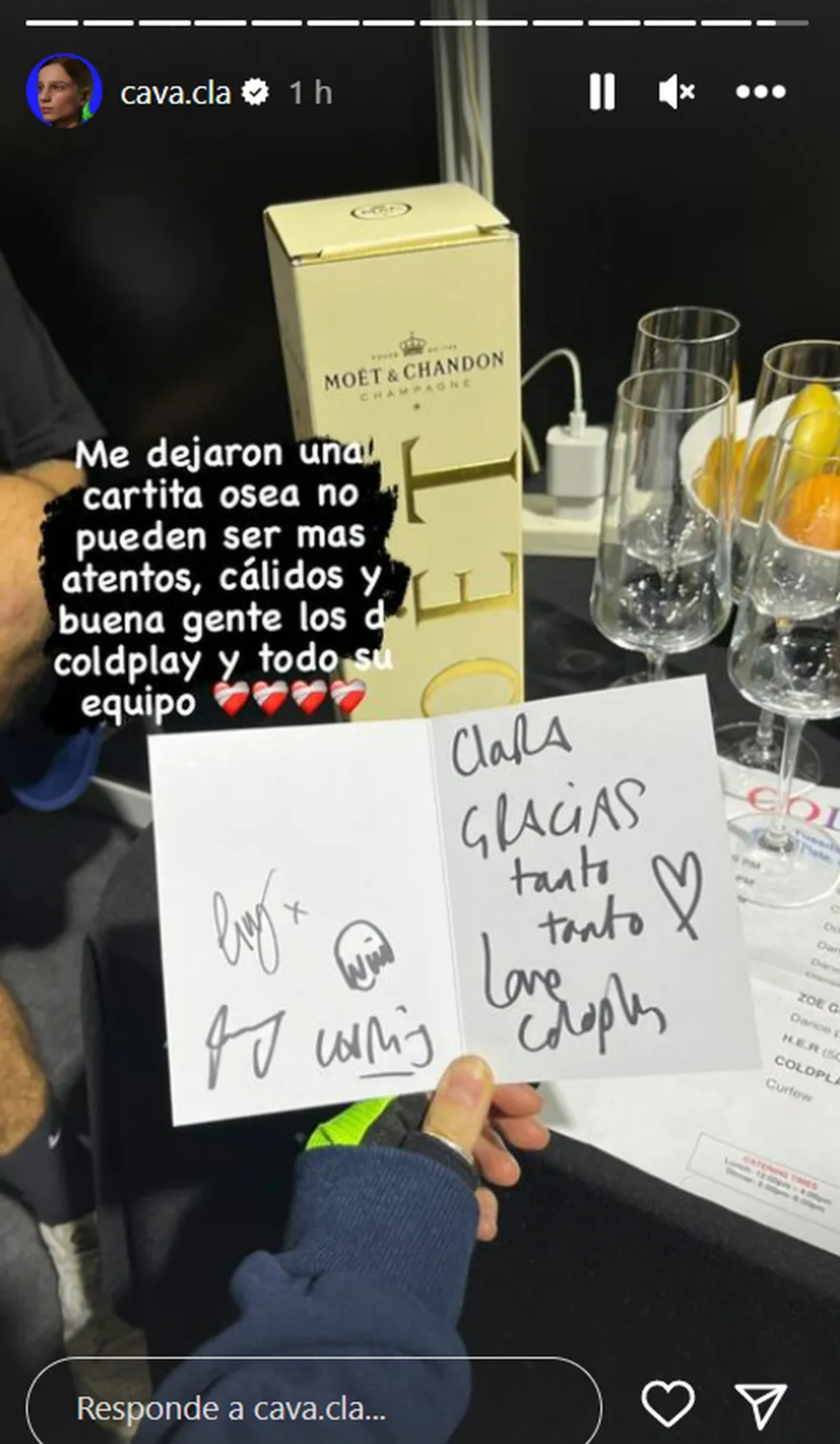 La carta de Coldplay a Clara Cava
