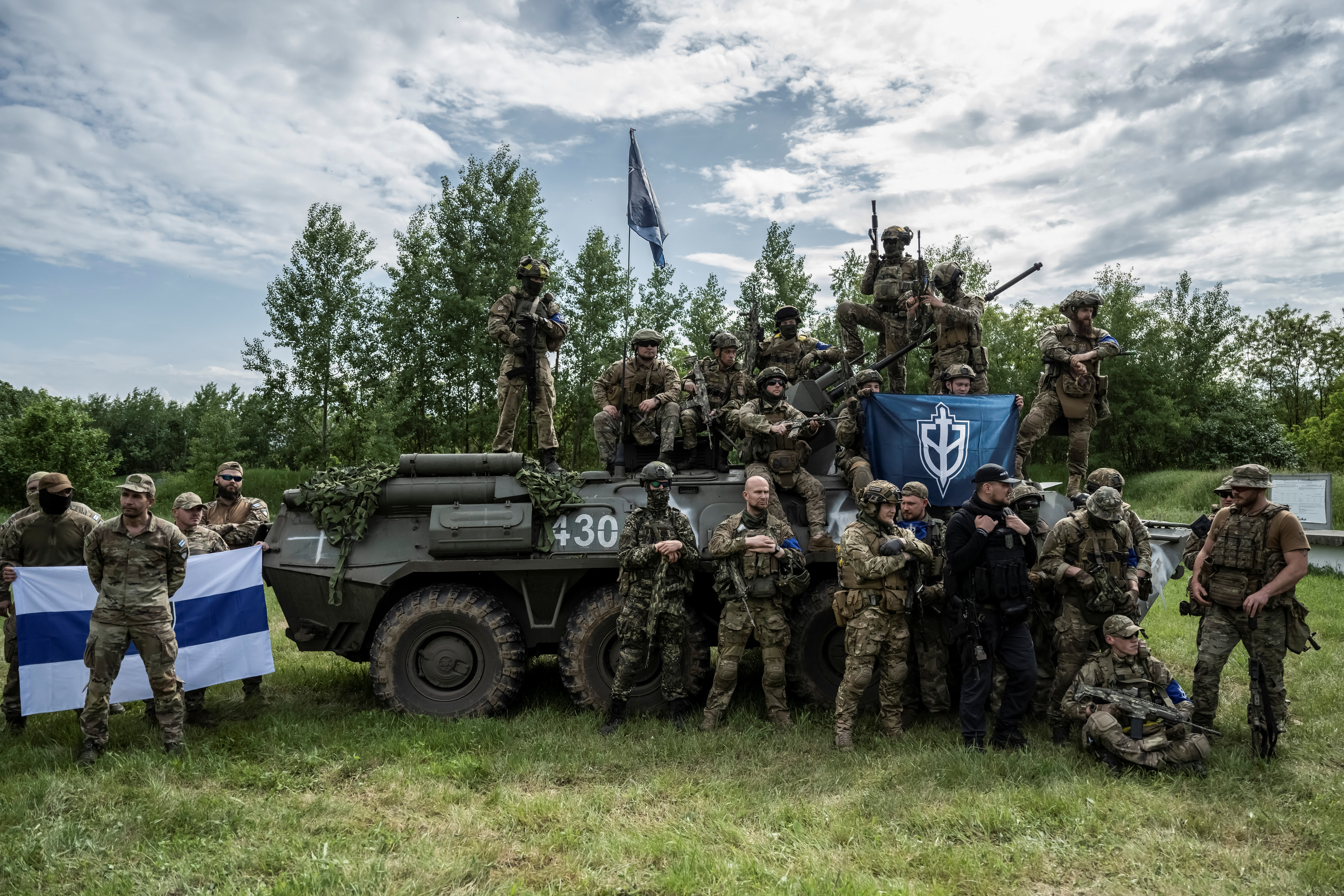 Members of the Russian Volunteer Corps are seen, amid Russia's attack on Ukraine, near the Russian border, in Ukraine May 24, 2023. REUTERS/Viacheslav Ratynskyi