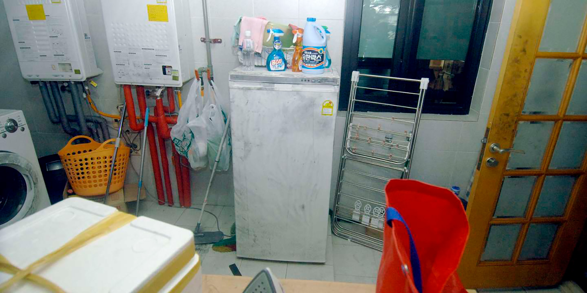 El lugar donde se hallaba el frizer en la casa del horror de Corea del Sur