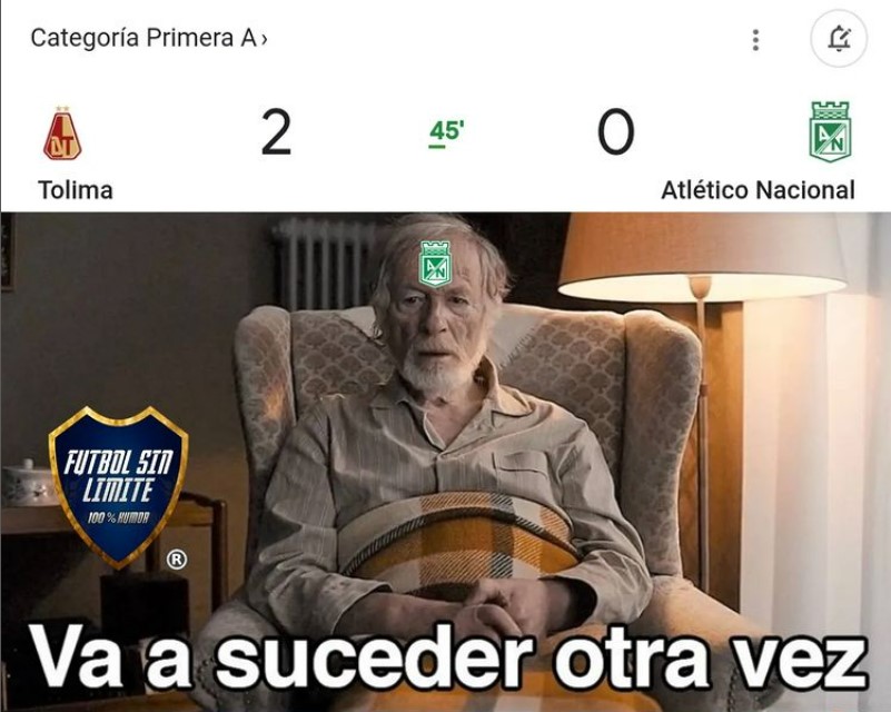 Al finalizar el primer tiempo, el equipo pijao ganaba el encuentro por 2-0.
