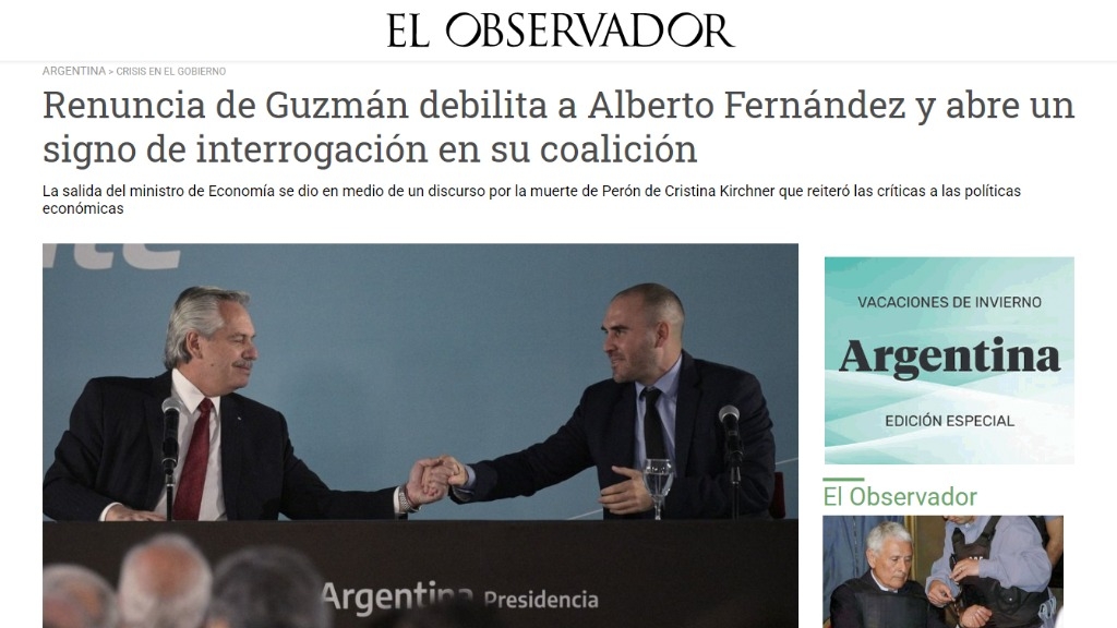 Cómo replicaron los medios del mundo la renuncia de Martín Guzmán