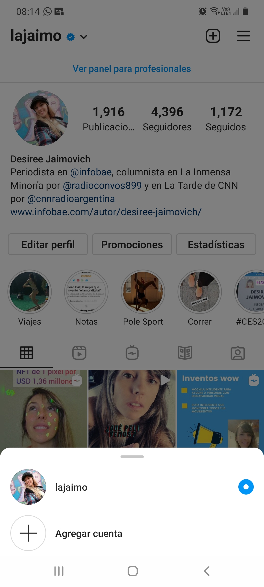 Instagram permite administrar diferentes perfiles