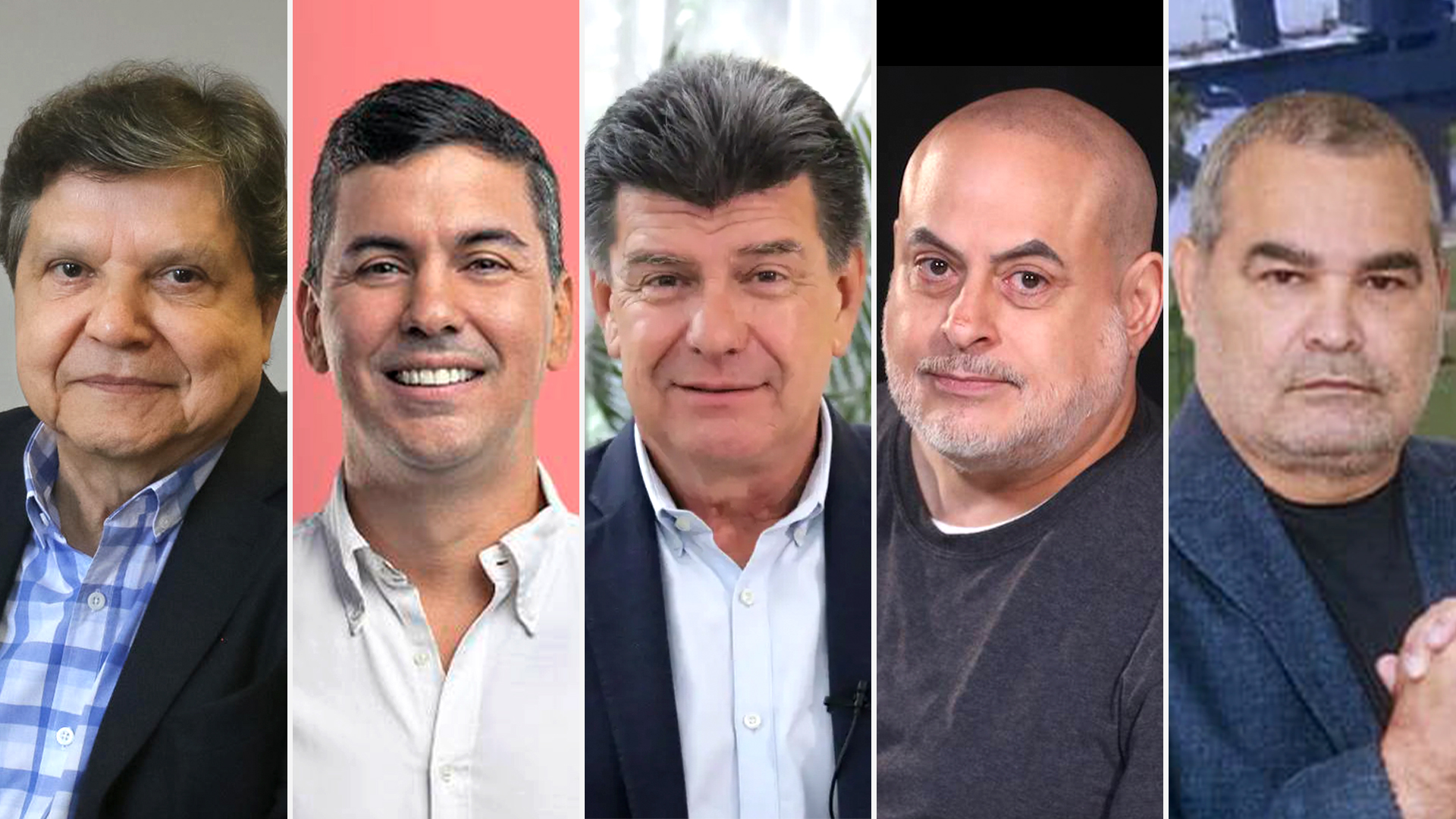 The candidates for president of Paraguay: Euclid Acebedo, Santiago Peña, Efrain Alegre, Paraguayo Cubas and Jose Luis Chilavert