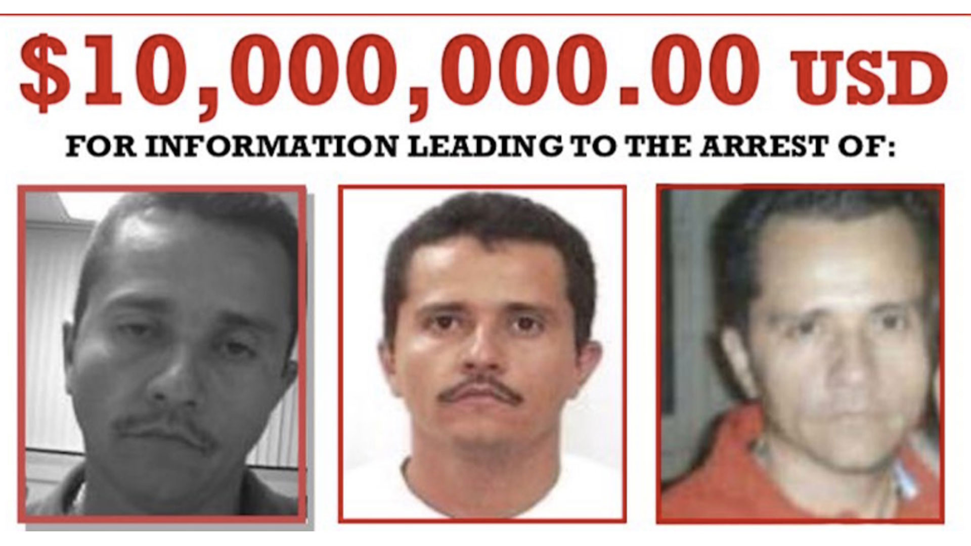 Mejor conocido como "El Mencho", y presunto líder del Cártel Jalisco Nueva Generación (CJNG), encabeza la lista de los 10 más buscados por la DEA (Foto: DEA)