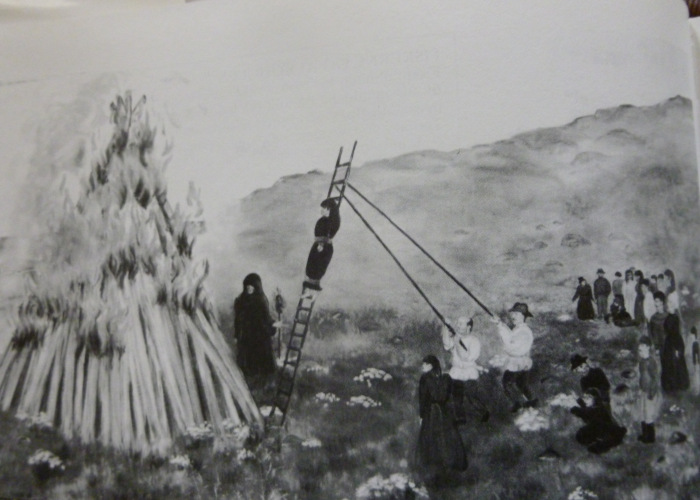 Representación de la quema de una bruja en Vardø por el artista Liz Adamson.