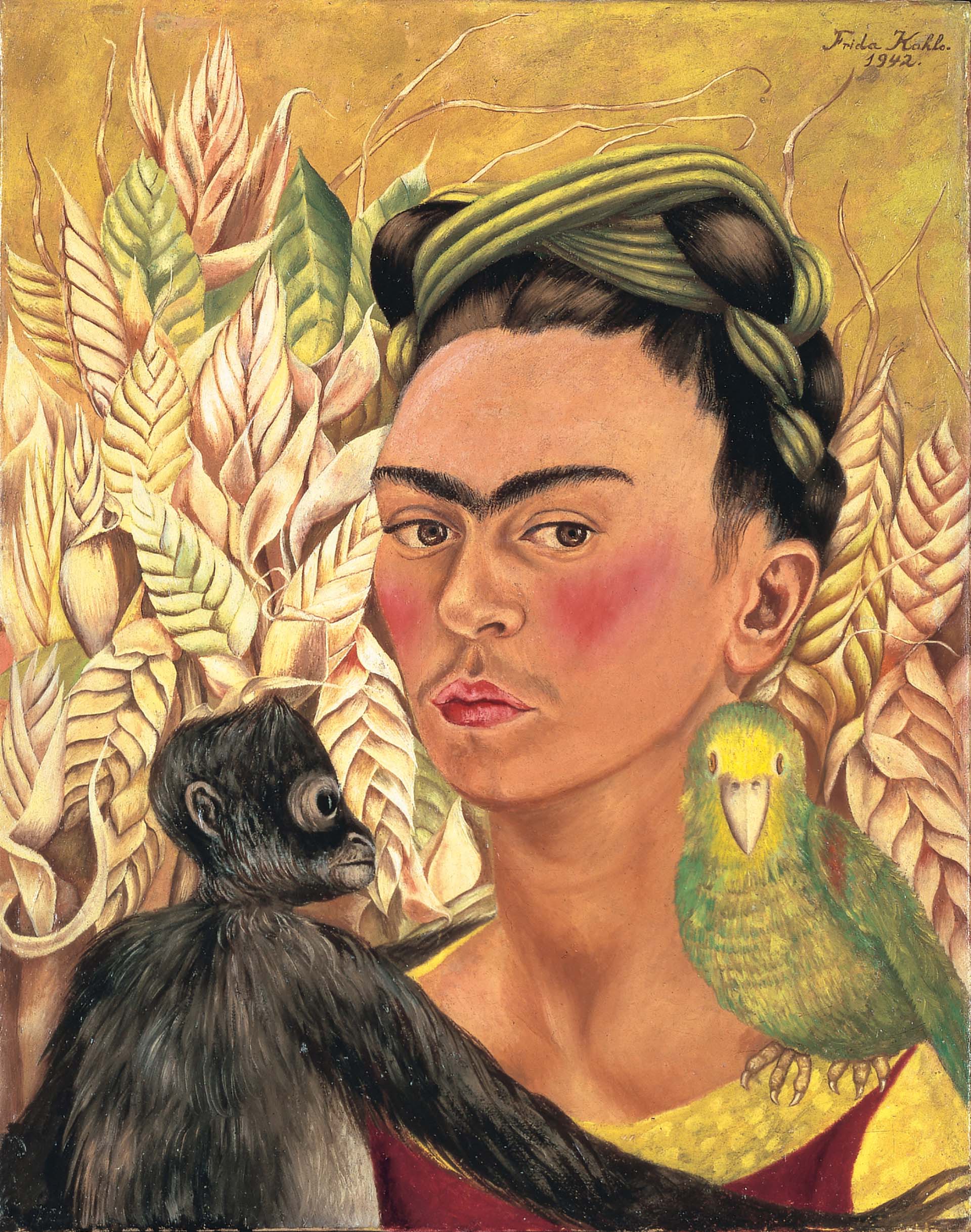 "Autorretrato con chango y loro", de Frida Kahlo
