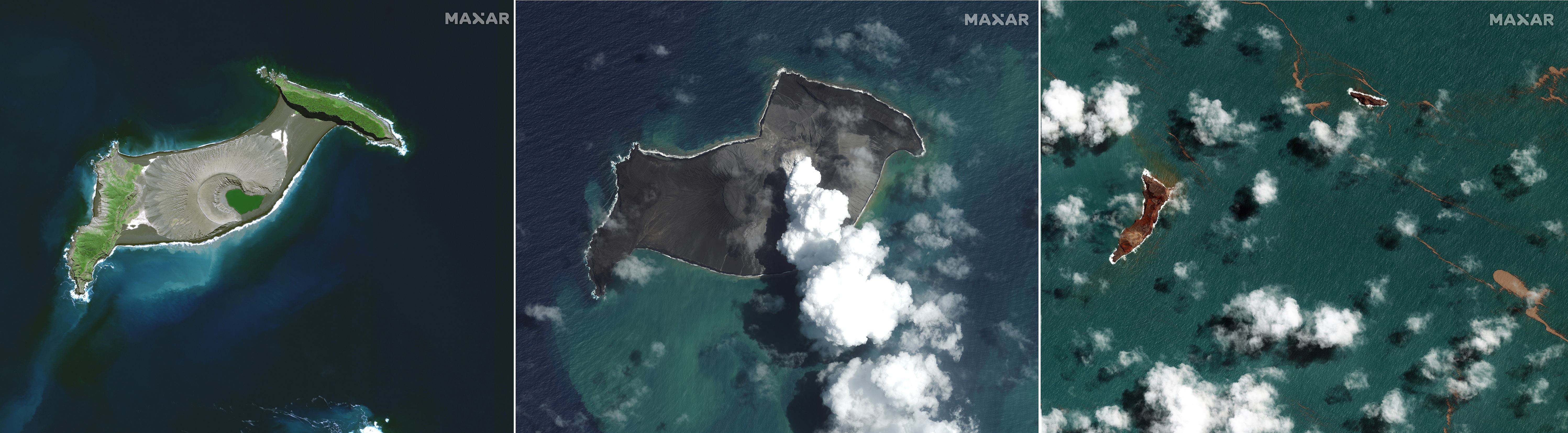 combination of satellite images released by Maxar Technologies