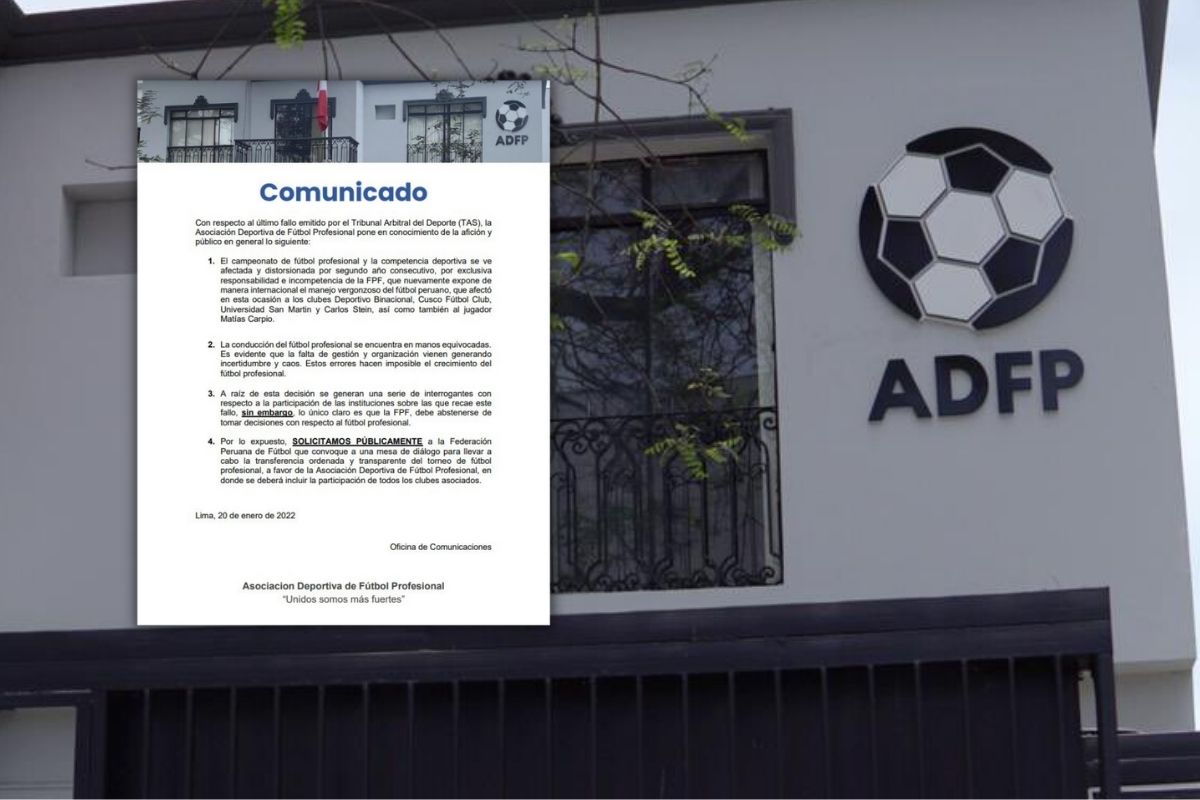 ADFP solicita a la FPF transferir la organización de la Liga 1.