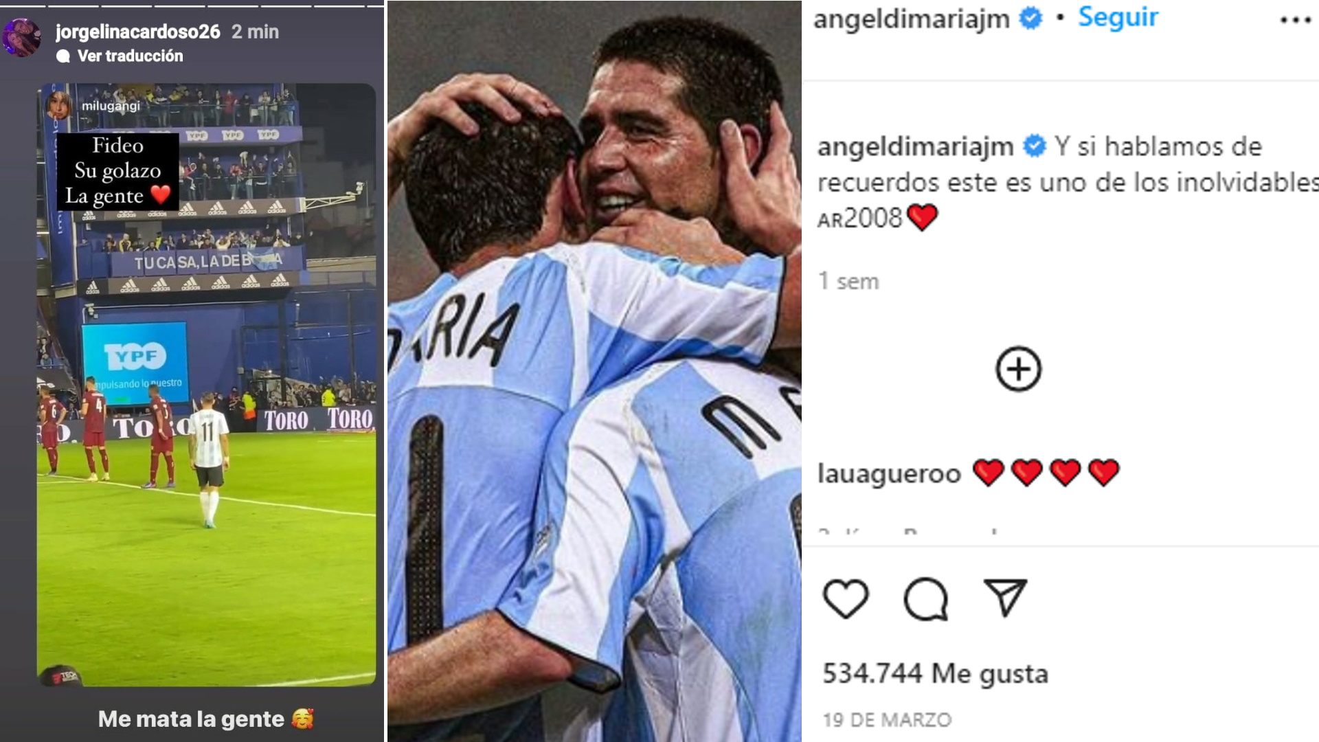 Los mensajes de Di María y su esposa, Jorgelina Cardoso, que alimentan el sueño de los hinchas de Boca Juniors