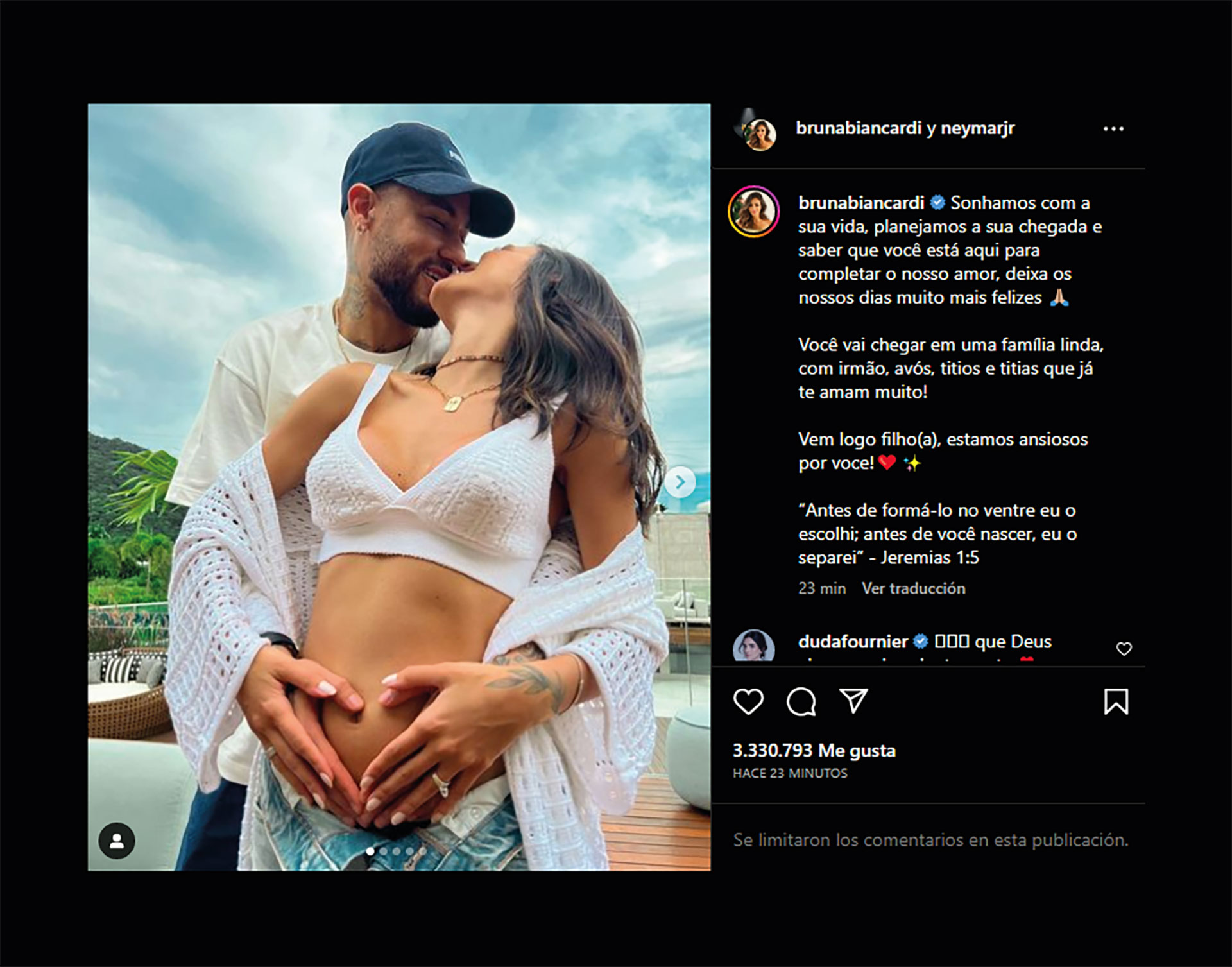 Neymar y su novia, Bruna Biancardi anunciaron que serán padres con un posteo en Instagram