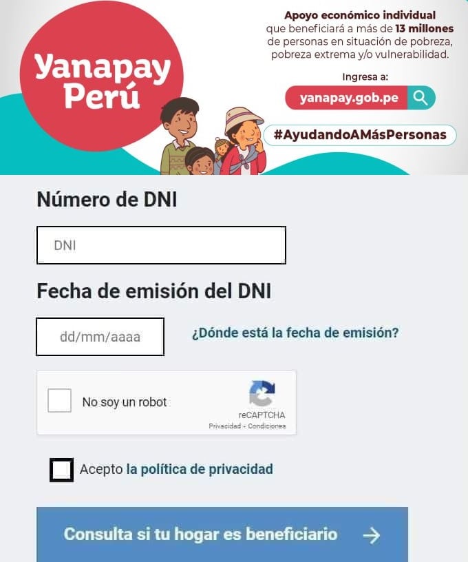 Bono Yanapay beneficiará a más de 13 millones de peruanos