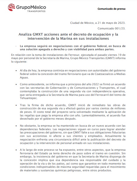 Grupo México dijo que continúa analizando los alcances y efectos del decreto para determinar las acciones que emprenderá. (GrupoMéxico)