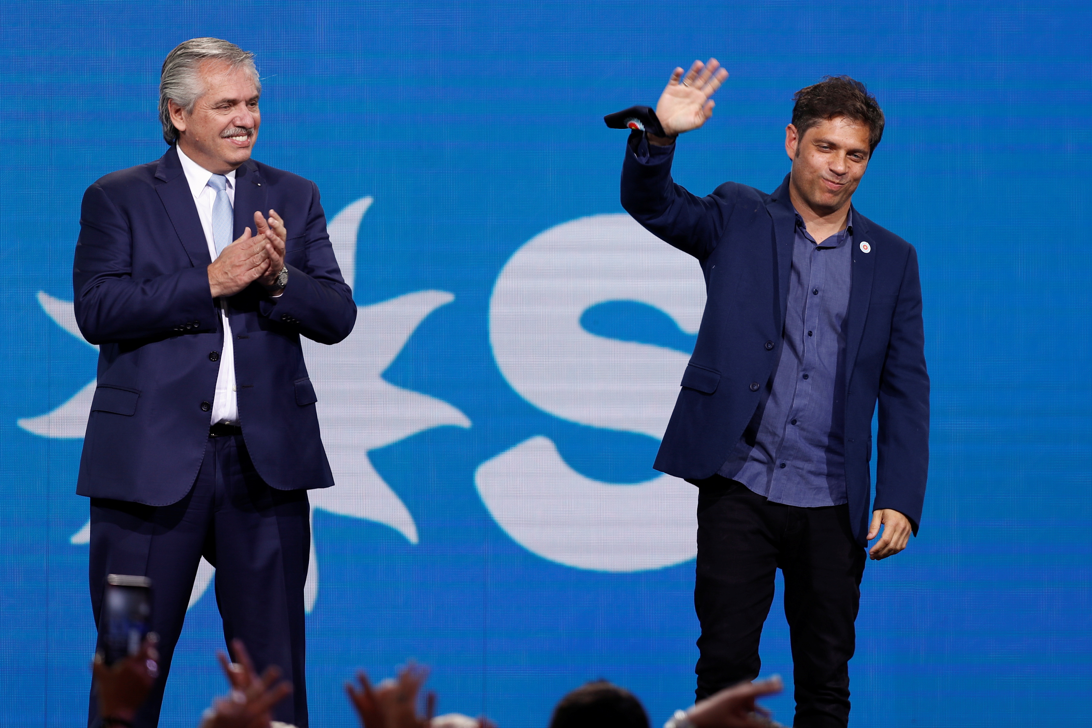 Argentina's President Alberto Fernandez and Governor of Buenos Aires province Axel Kicillof attend an event after midterm elections in Buenos Aires, Argentina, November 14, 2021. REUTERS/Agustin Marcarian