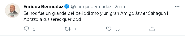 La larga trayectoria dentro de Televisa le permitió a Javier contar con diversos amigos dentro de los medios (Foto: Captura Twitter)