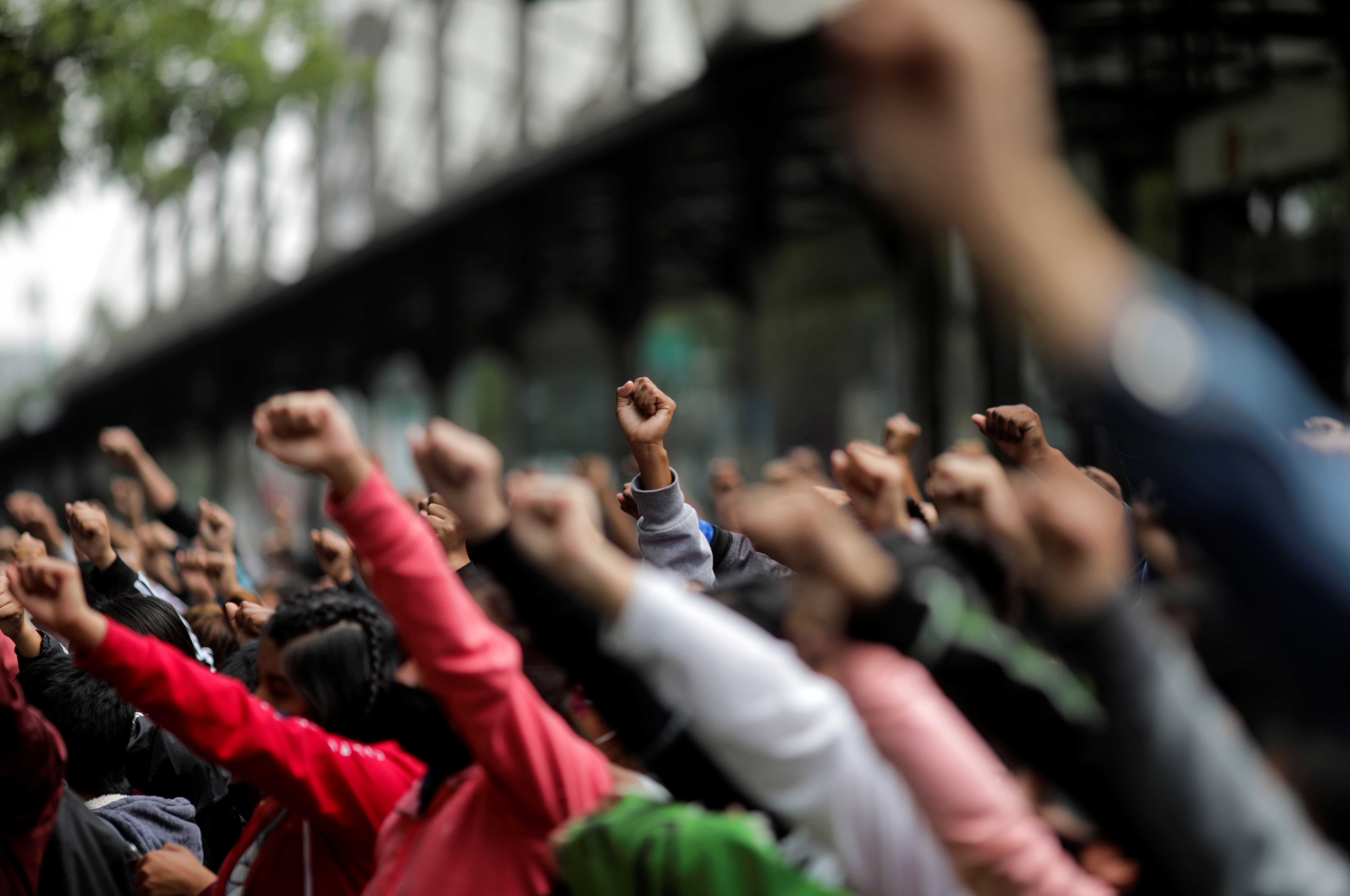 Estudiantes de la Escuela Normal Rural de Ayotzinapa, en la Ciudad de México, México 23 de septiembre de 2020.