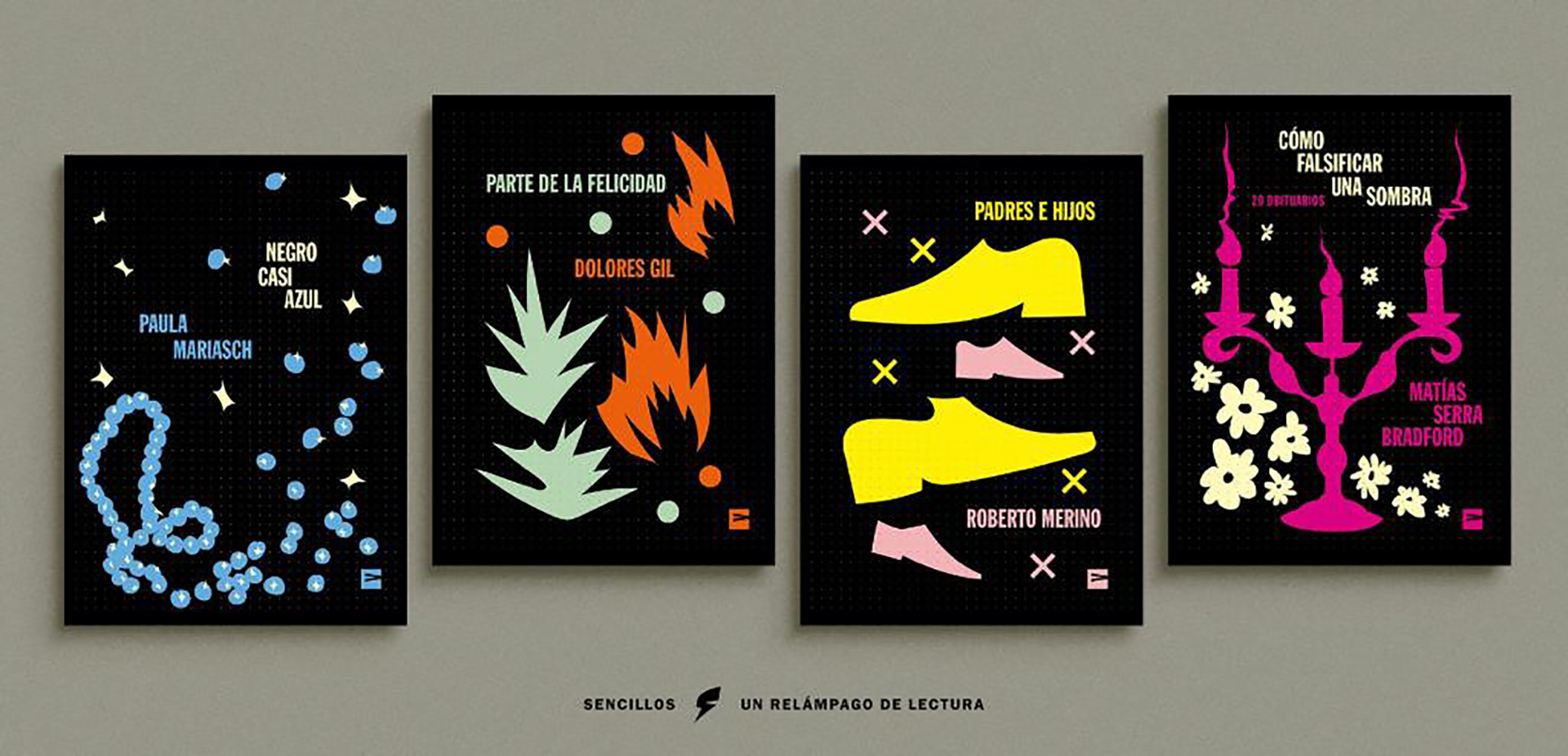 Estos son los primero cuatro libros de la colección "Sencillos", de Vinilo.