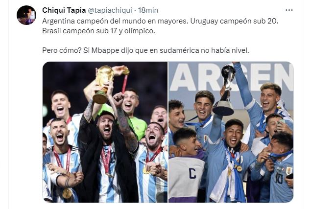 El dardo del Chiqui Tapia a Mbappé tras la coronación de Uruguay en el Mundial Sub 20