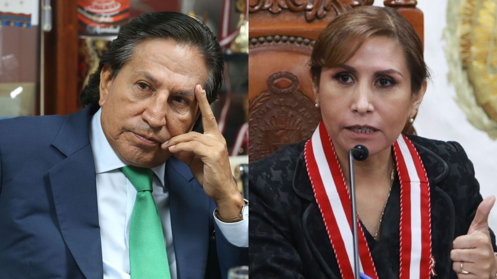 Patricia Benavides, fiscal de la Nación se reunió con Alejandro Toledo para explicarle sobre el procedimiento a seguir y los derechos con los que cuenta el investigado. (Composición / Andina)