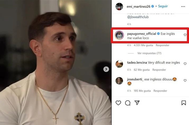 El comentario de Papu Gómez para Dibu Martínez por su perfecto inglés (Instagram)