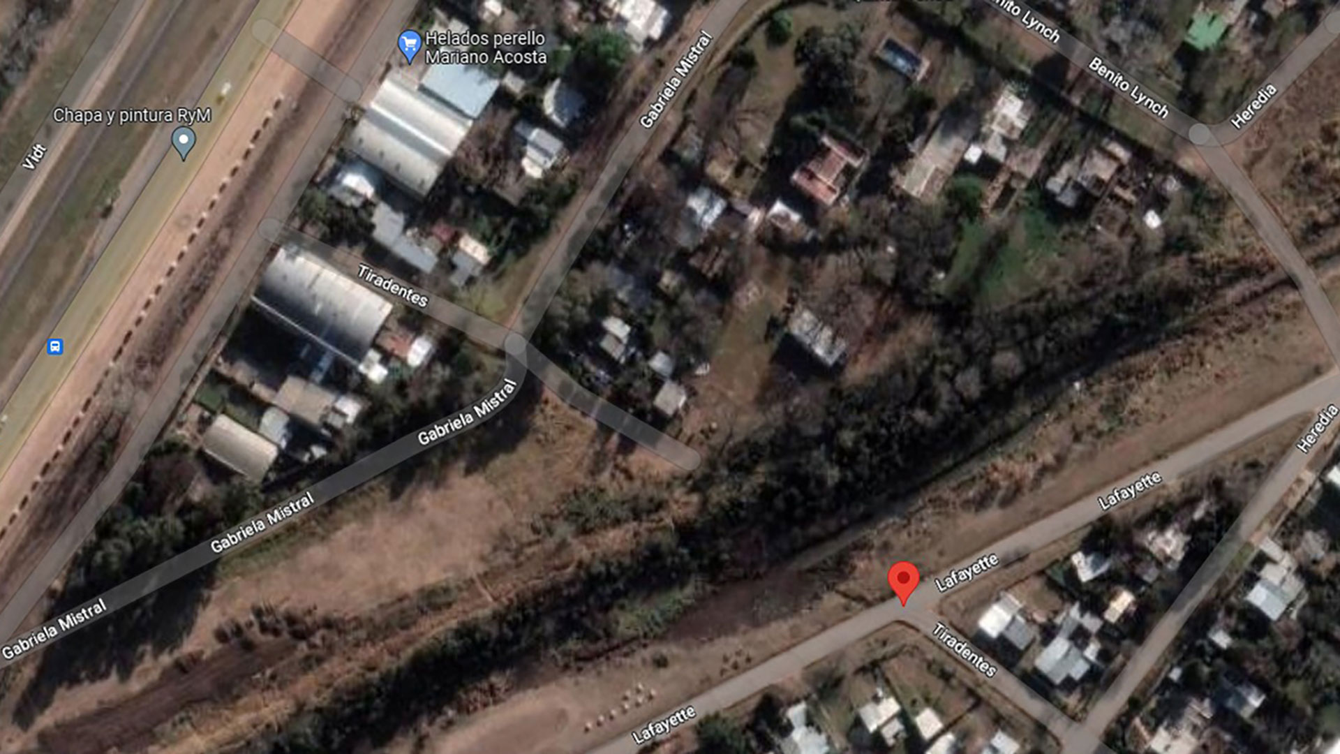 Imagen satelital del descampado donde hallaron el cuerpo