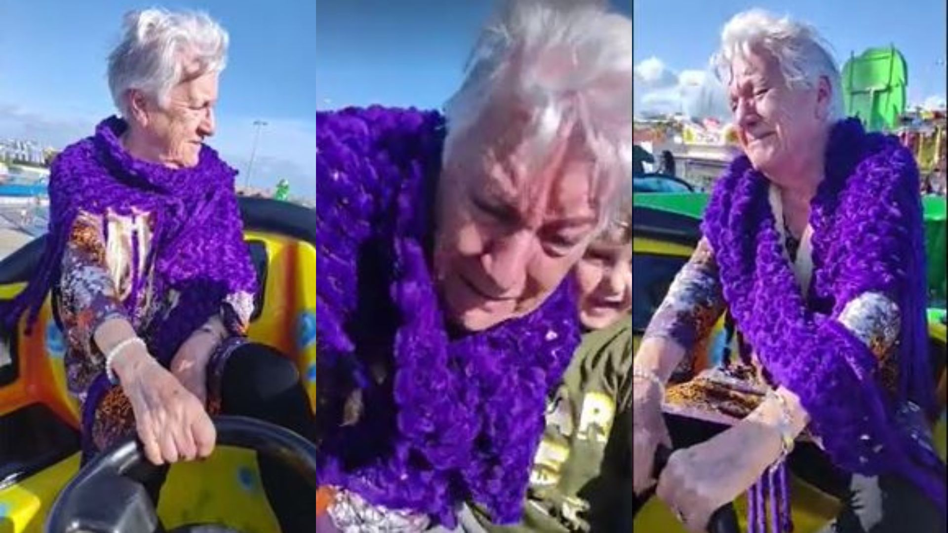 Video: abuela de 86 años se subió con sus nietos a una montaña rusa acuática  