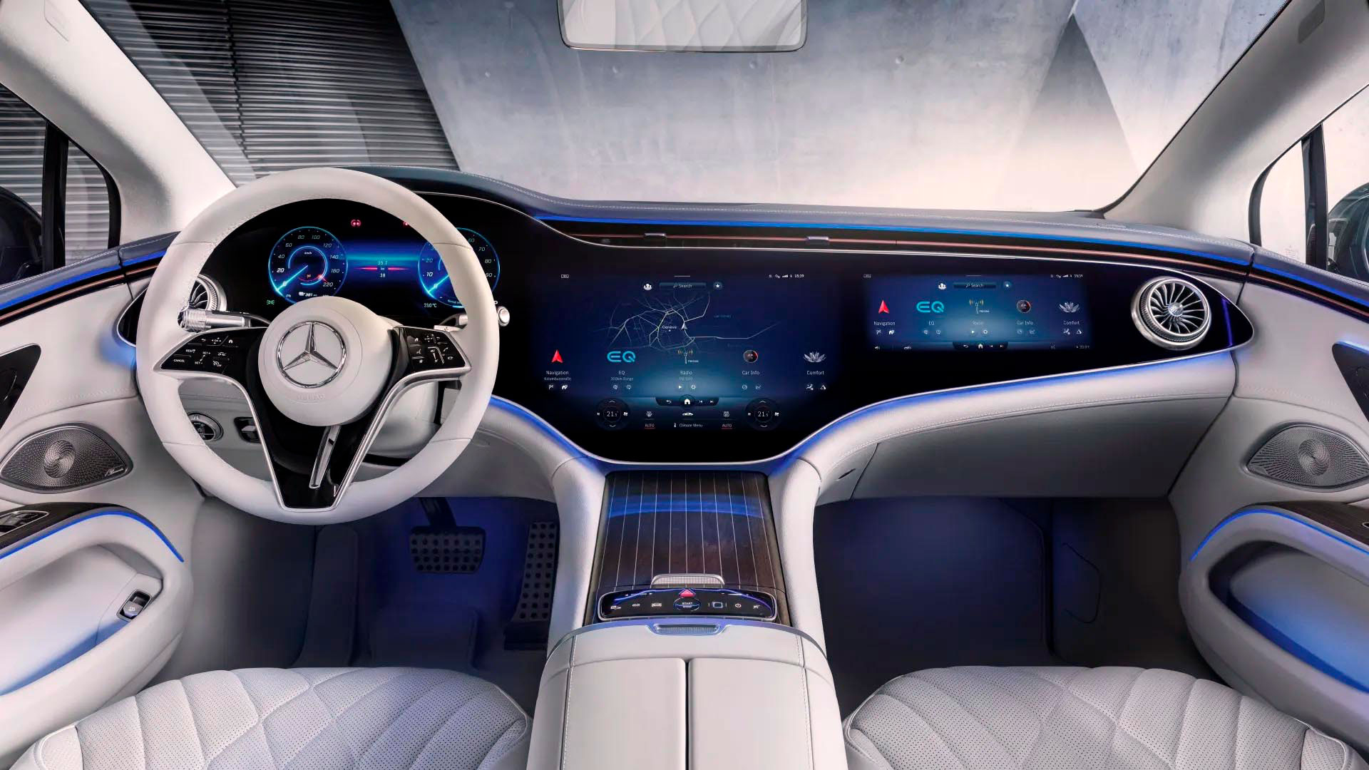 El MBUX Hyperscreen de la serie EV EQS de Mercedes-Benz es la pantalla integral más grande de los autos que se han visto hasta el momento
