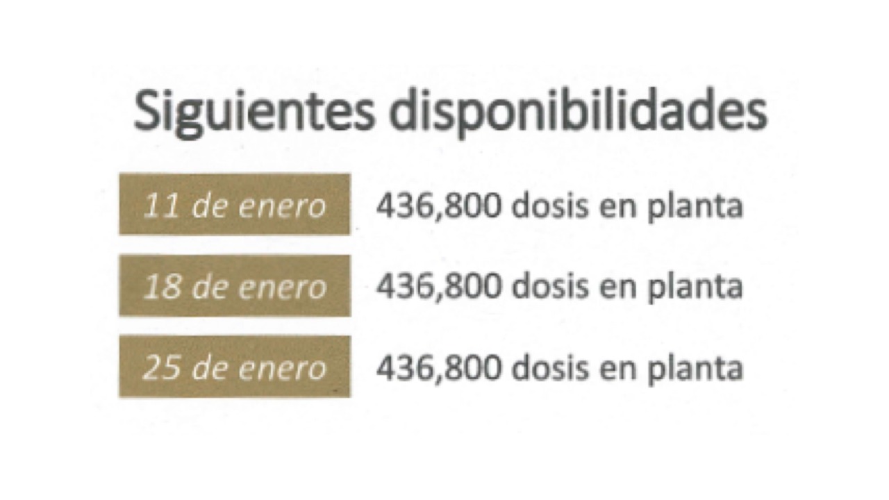 Se espera que en enero: se reciba un total de 1 millón 420 mil 575 de vacunas. (Foto: Cortesía Presidencia)
