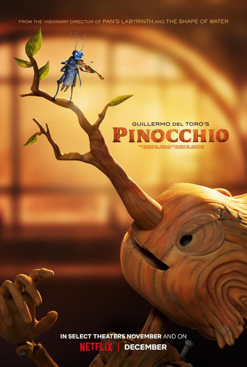 official poster of "Pinocchio by Guillermo del Toro"
