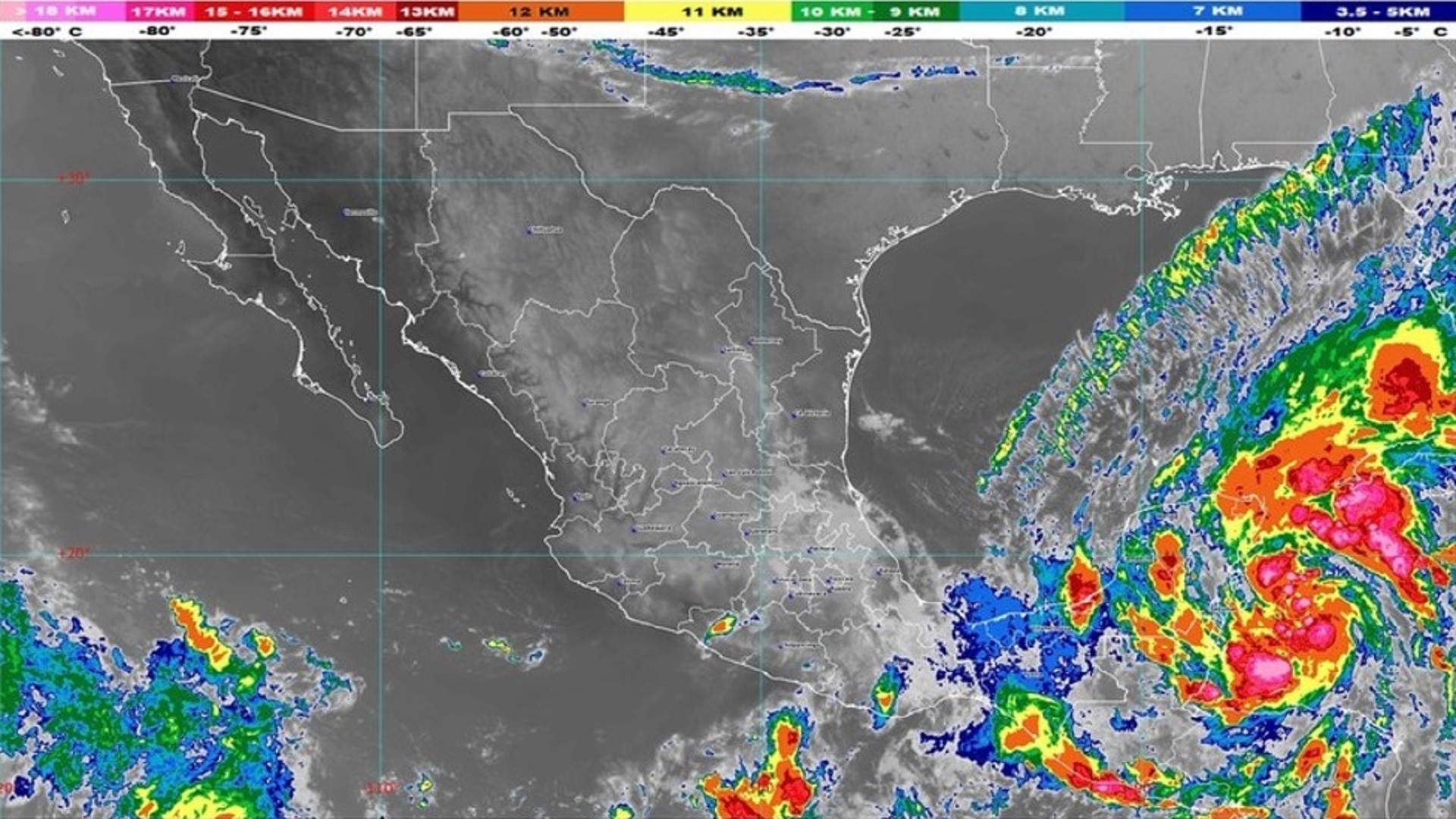La Tormenta Tropical Gamma y los frentes 4 y 5 ocasionarán lluvias extraordinarias en el sureste de México y la Península de Yucatán  (Foto: Twitter @conagua:clima)