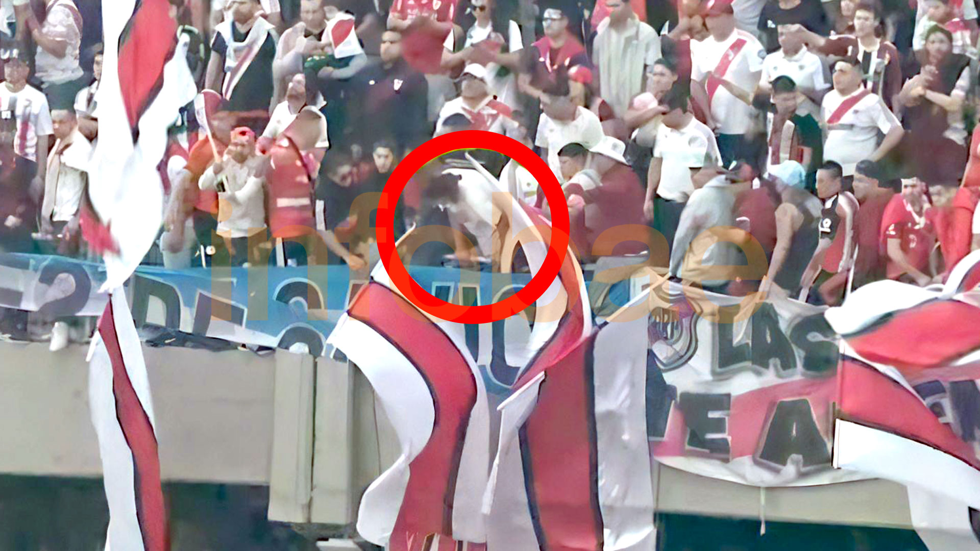 La captura del vídeo que mostró el momento en el que el hincha de River se cayó de la tribuna
