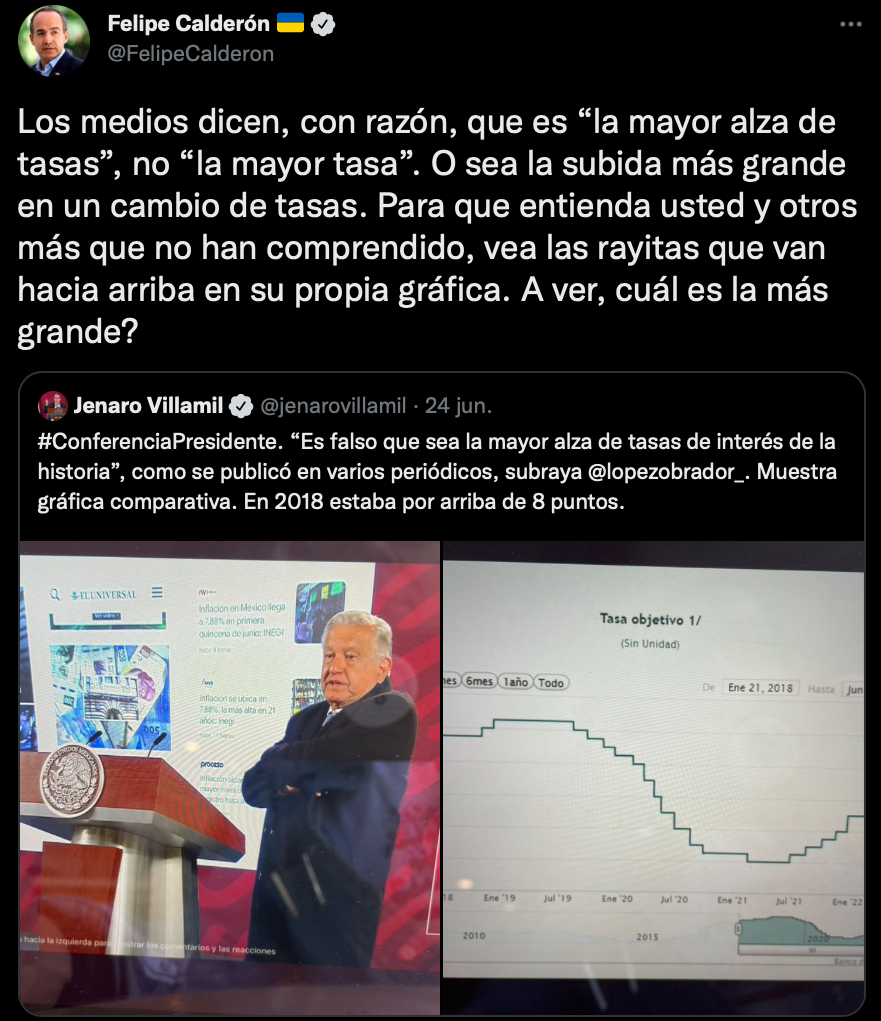 Calderón respondió a Villamil (Foto: Twitter/@FelipeCalderon)