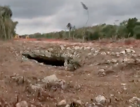 Río Secreto, Playa del Carmen. El video muestra las graves afectaciones al sistema de ríos subterráneos por la construcción del Tren Maya (Twitter: @Mex_Liber1)