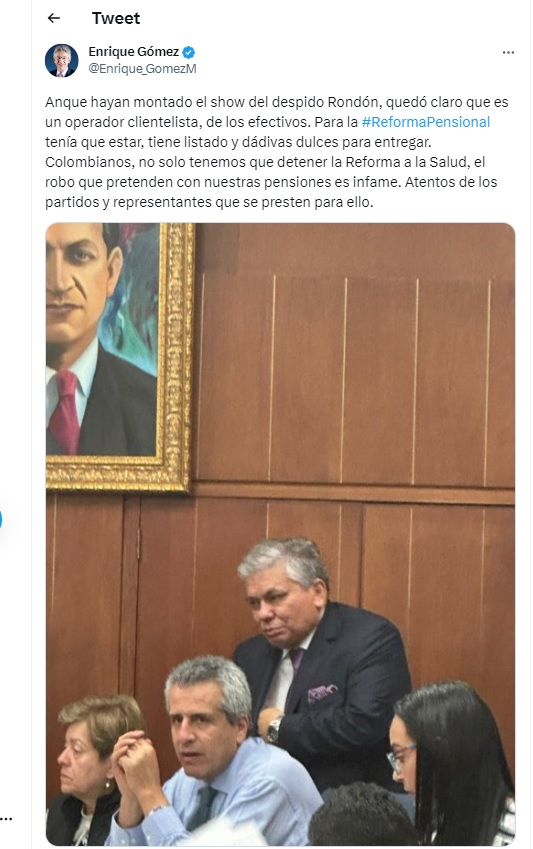 Tweet by Enrique Gómez Martínez, former presidential candidate.