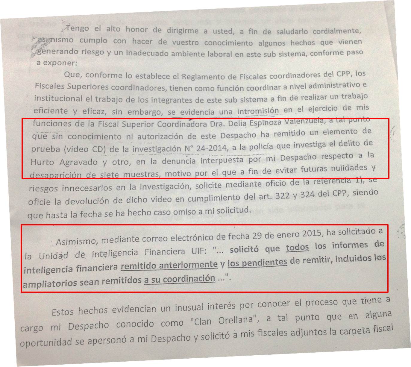 Acusación en contra de Delia Espinoza. (Foto: IDL-Reporteros)