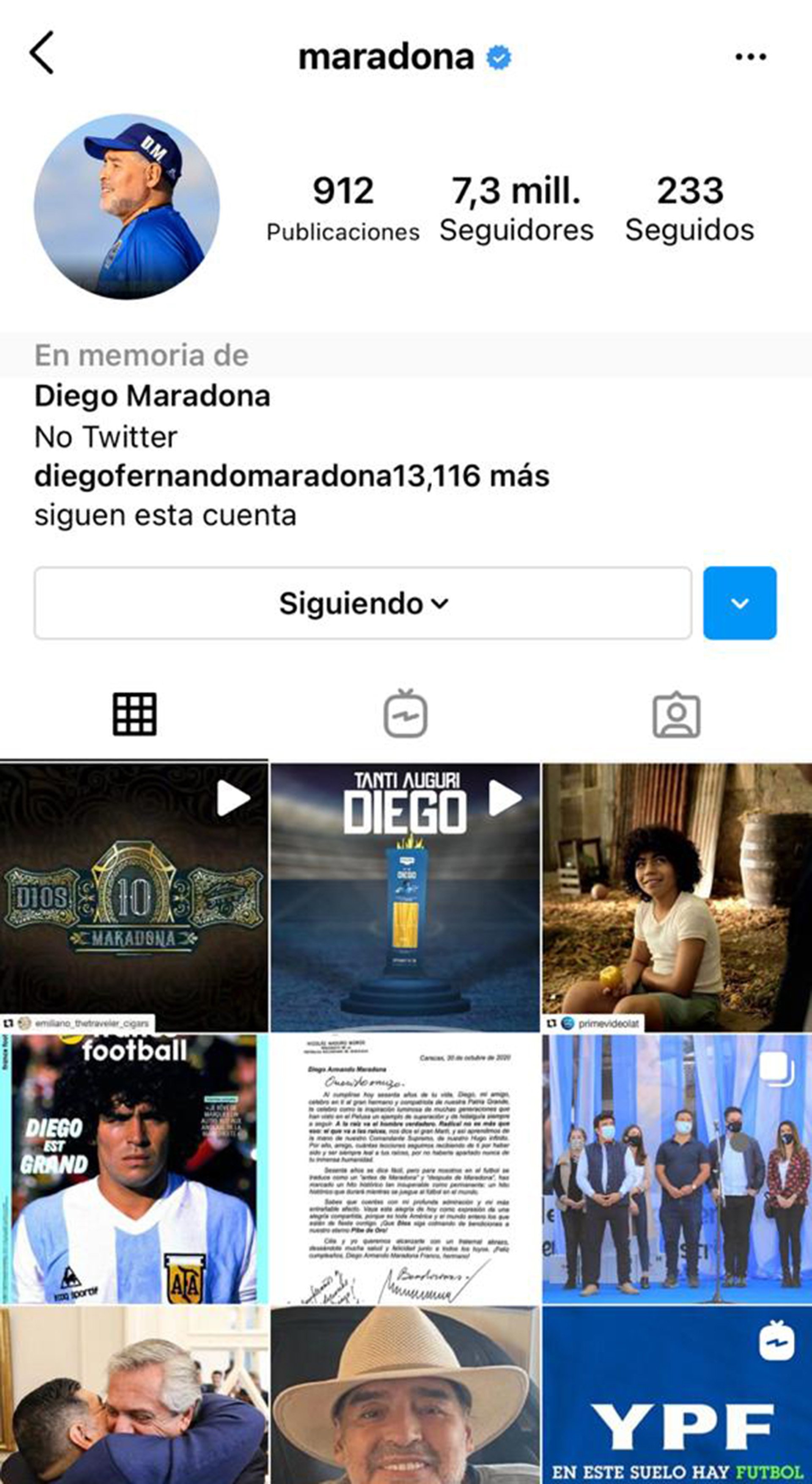 Llamativo Cambio En El Perfil De La Cuenta Oficial De Instagram De Diego Maradona Dejo De Ser En Memoria De Infobae