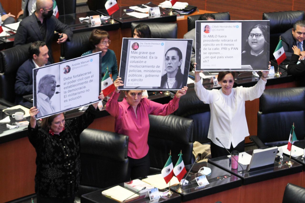 Senadoras del PAN se lanzaron en contra de la militarización. (FOTO: GRACIELA LÓPEZ /CUARTOSCURO)