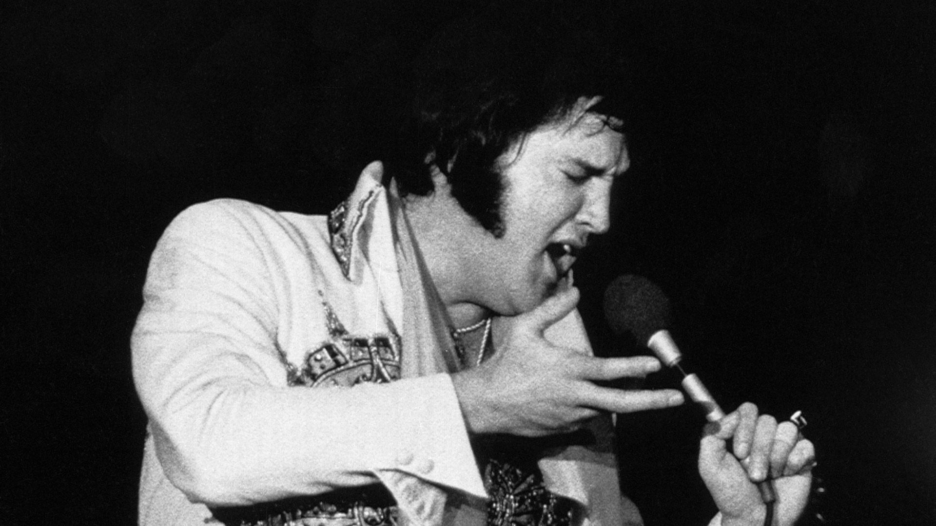 Elvis terminó de cantar Can’t Help Falling In Love y dejó el escenario. La banda, como siempre, siguió tocando unos minutos hasta que se avisó: “Elvis has left the building”. Elvis se ha ido (Getty Images)